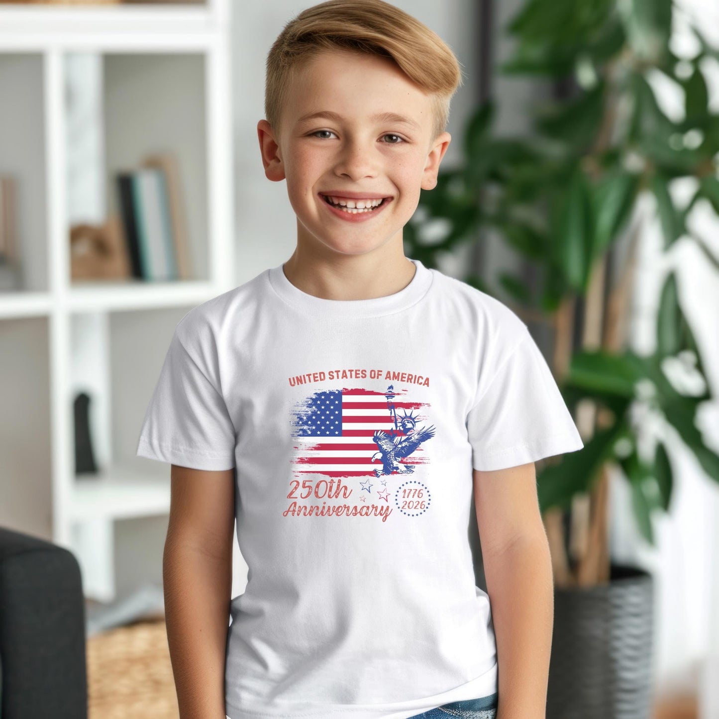 America 250th Anniversary Shirt: Patriotic American Flag July 4th Memorial Day Family Tee