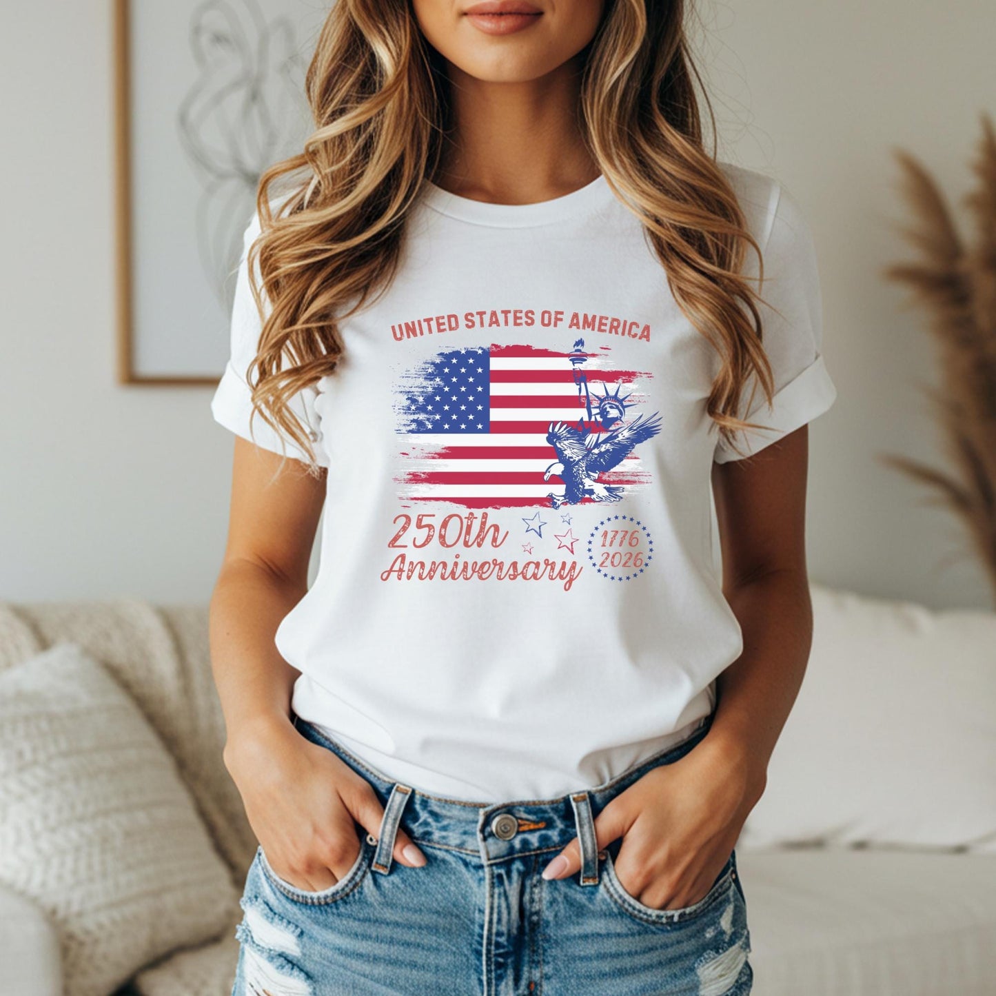 America 250th Anniversary Shirt: Patriotic American Flag July 4th Memorial Day Family Tee