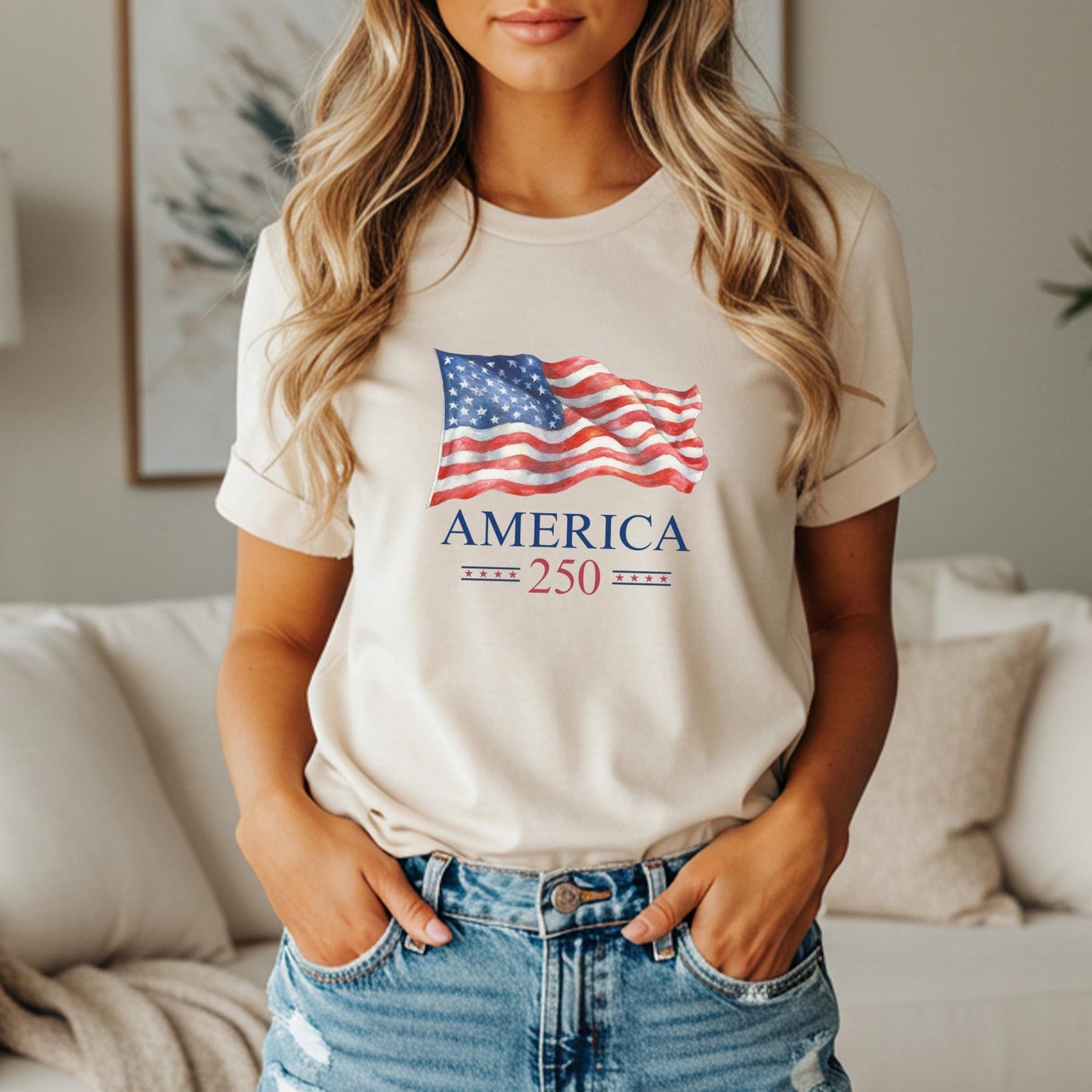 America 250th Anniversary Shirt: Patriotic American Flag July 4th Memorial Day Family Tee