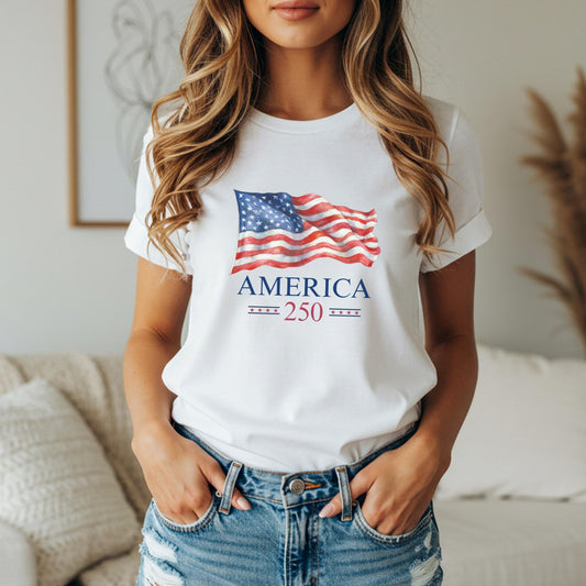 America 250th Anniversary Shirt: Patriotic American Flag July 4th Memorial Day Family Tee