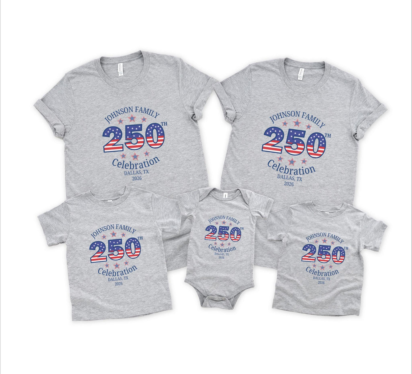 4th of July Custom Family Name and Location Shirts: Personalized Independence Day Celebration Family Matching American Flag Tees