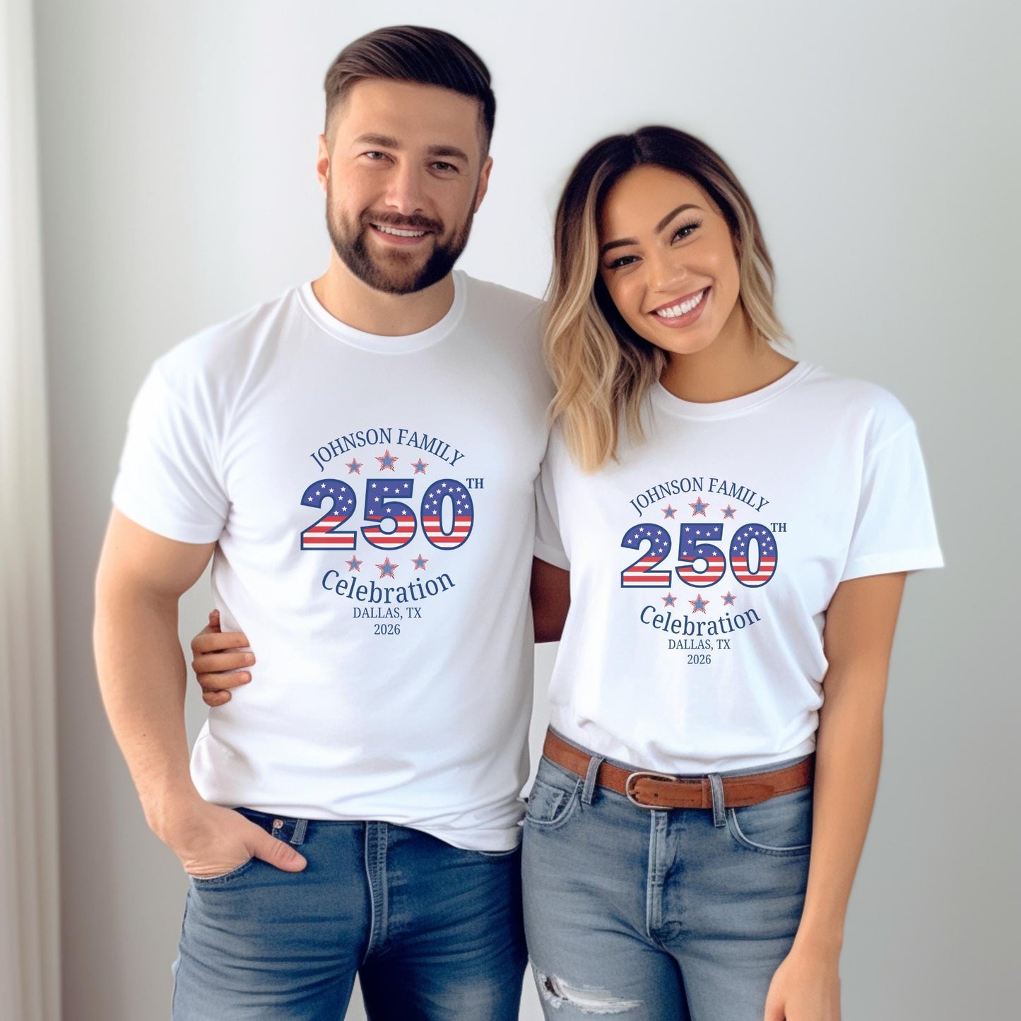 4th of July Custom Family Name and Location Shirts: Personalized Independence Day Celebration Family Matching American Flag Tees