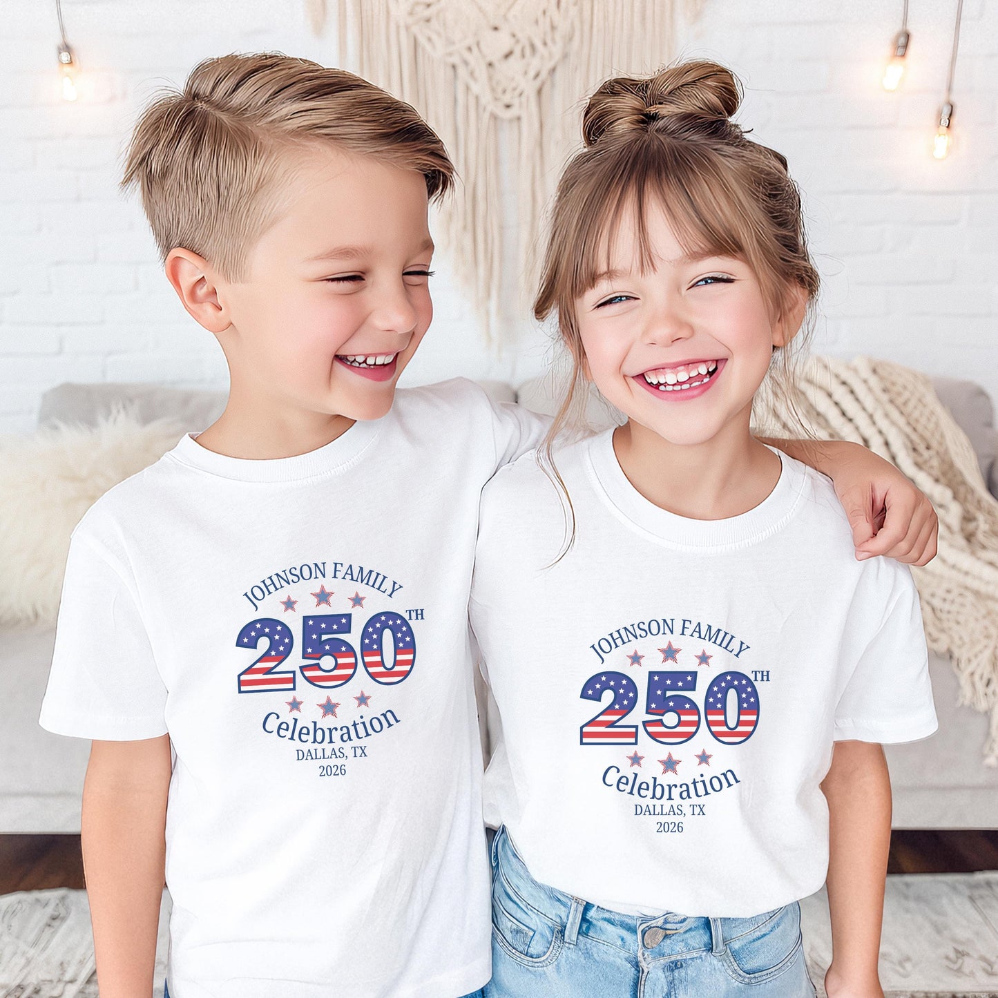 4th of July Custom Family Name and Location Shirts: Personalized Independence Day Celebration Family Matching American Flag Tees