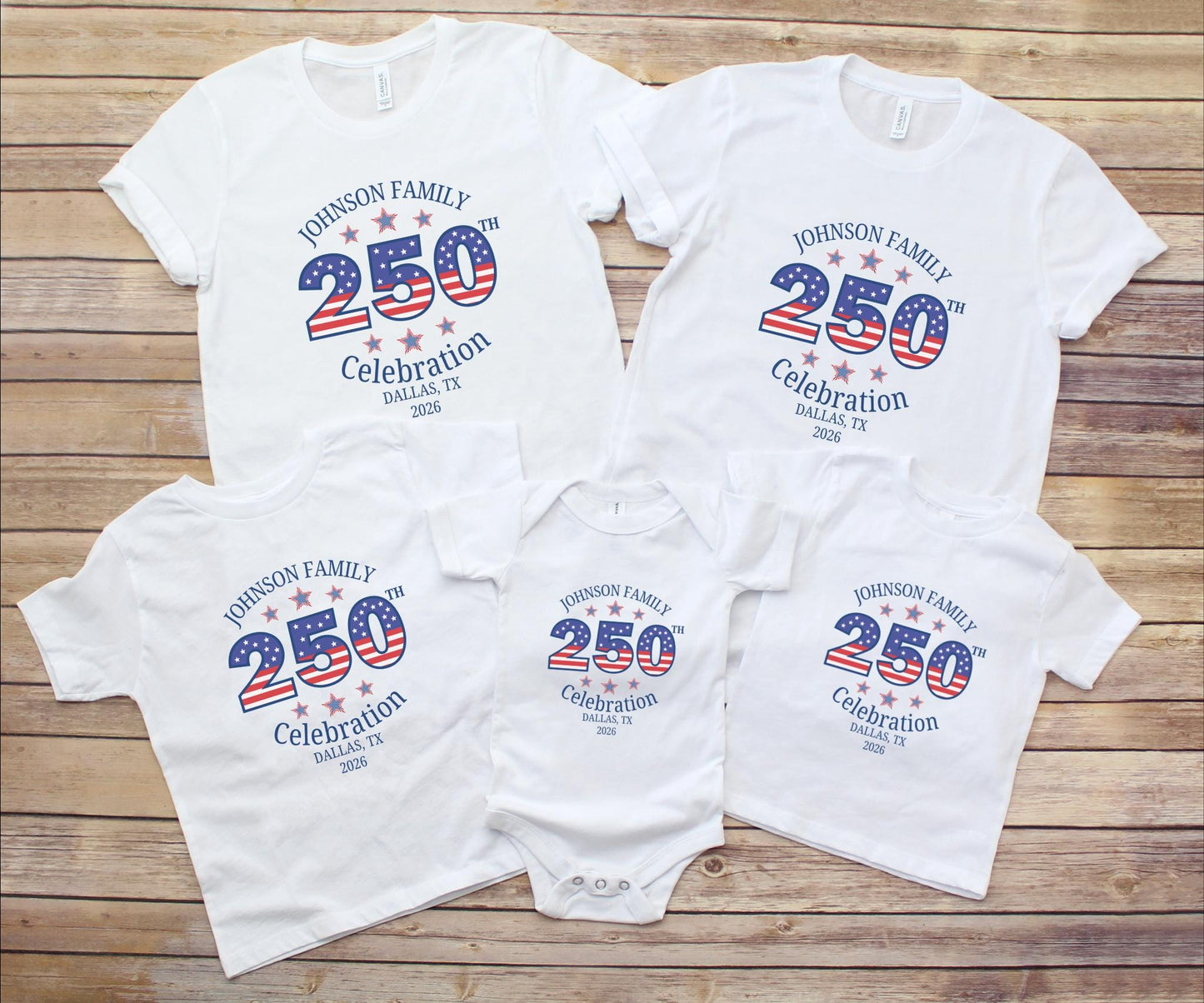 4th of July Custom Family Name and Location Shirts: Personalized Independence Day Celebration Family Matching American Flag Tees