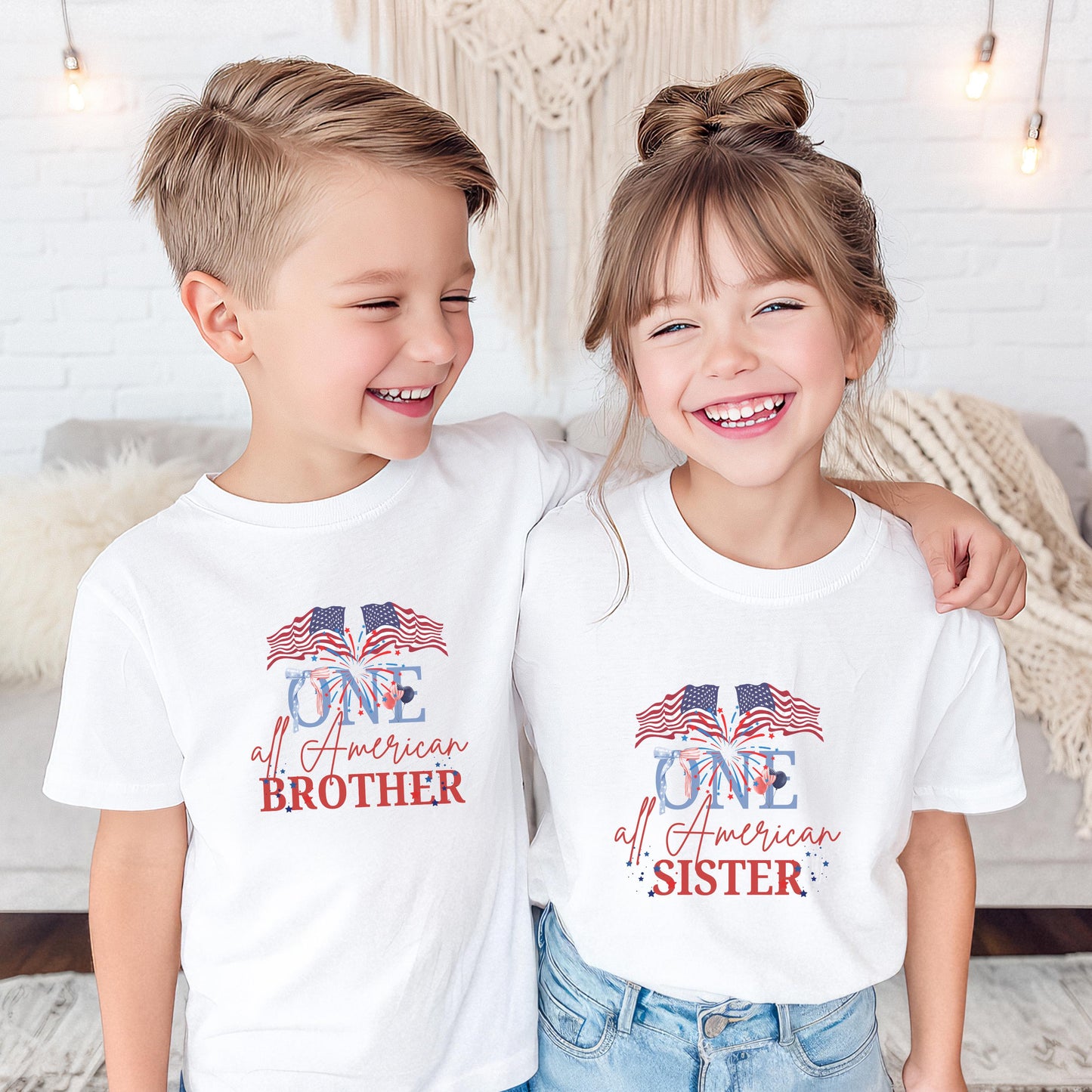 All American Girl First Birthday Family Matching Shirts: 4th of July Patriotic Birthday Party Outfit