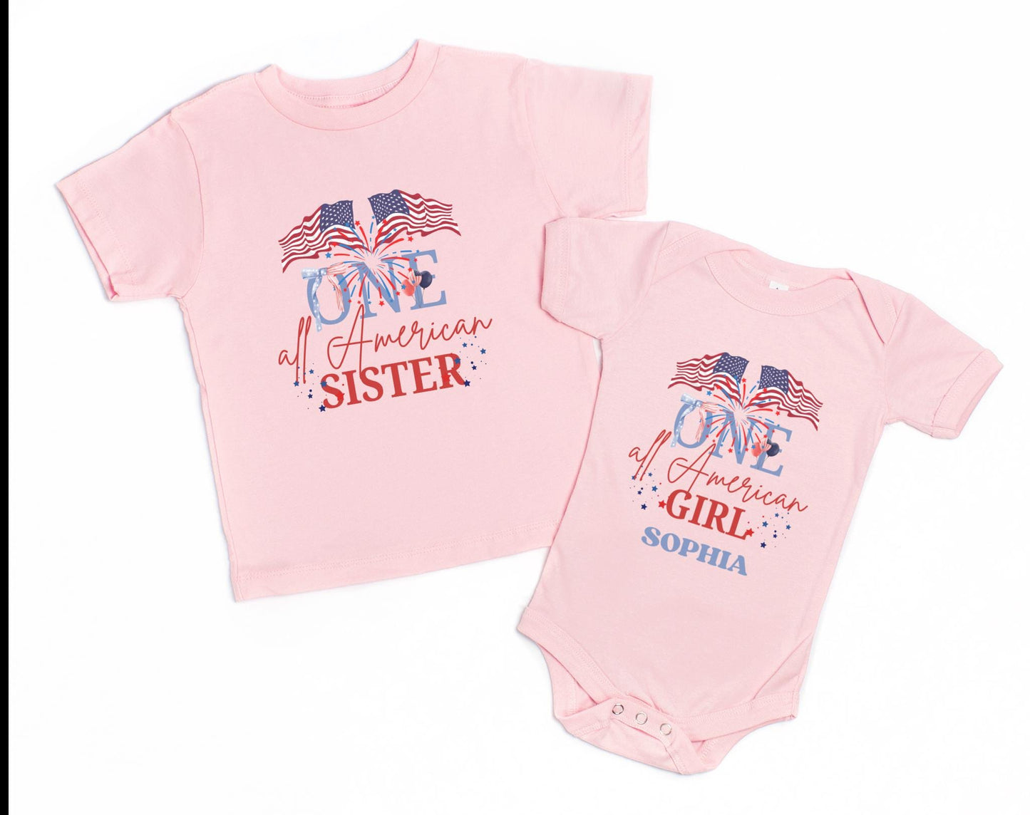 All American Girl First Birthday Family Matching Shirts: 4th of July Patriotic Birthday Party Outfit