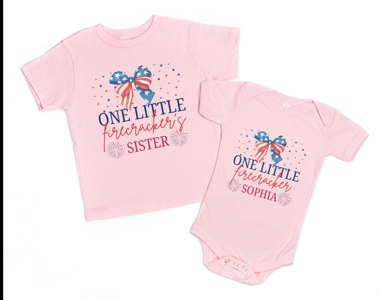 Fourth of July First Birthday Family Matching Shirts: One Little Firecracker Girl 1st Birthday Party Outfit