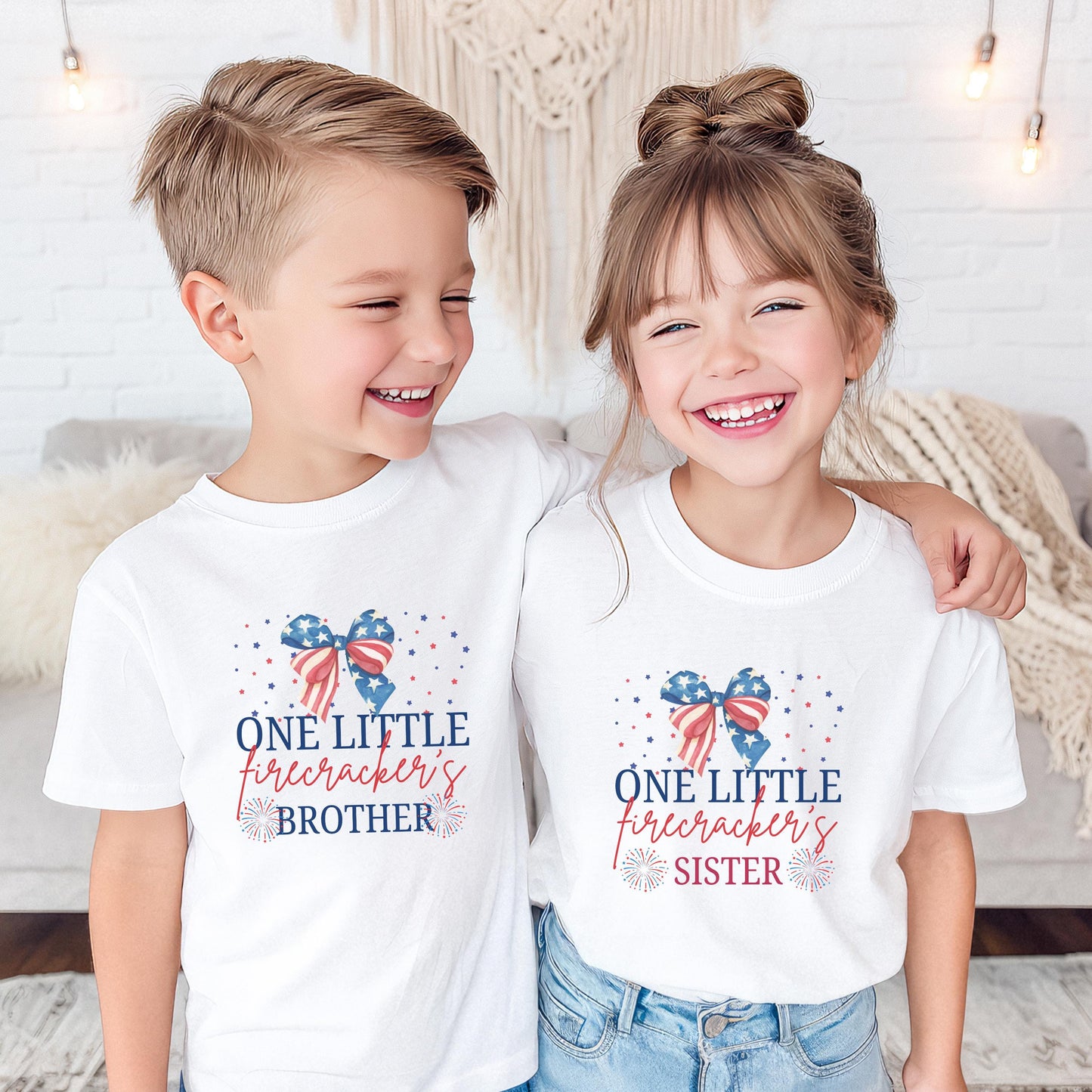 Fourth of July First Birthday Family Matching Shirts: One Little Firecracker Girl 1st Birthday Party Outfit