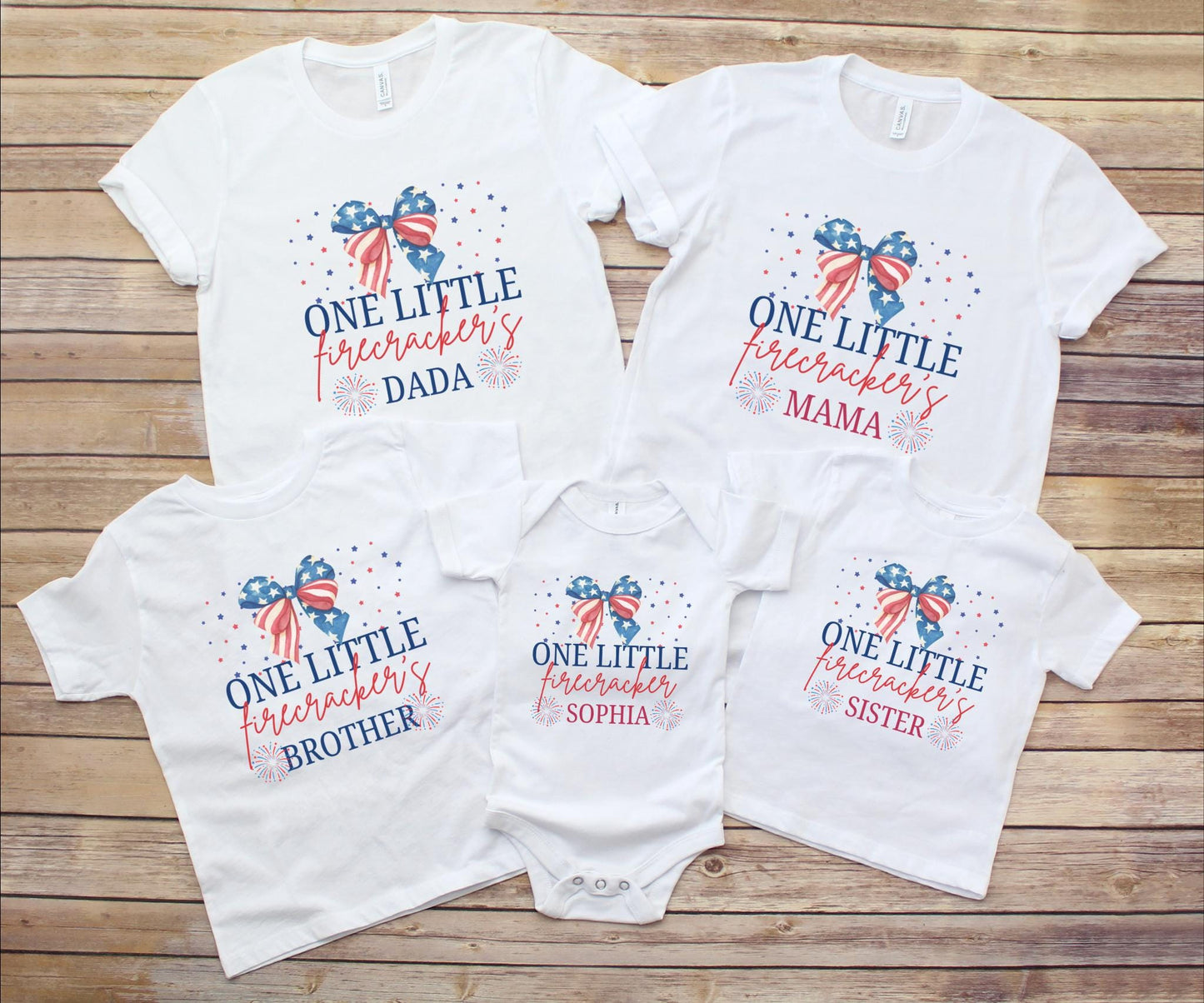 Fourth of July First Birthday Family Matching Shirts: One Little Firecracker Girl 1st Birthday Party Outfit