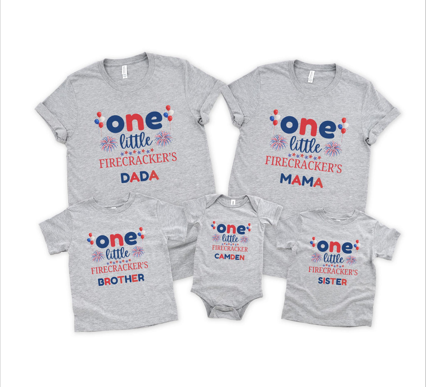 Fourth of July First Birthday Family Matching Shirts: One Little Firecracker Boy 1st Birthday Party Outfit
