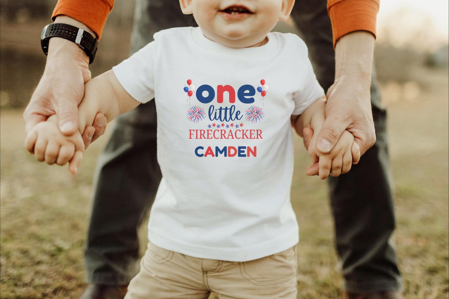 Fourth of July First Birthday Family Matching Shirts: One Little Firecracker Boy 1st Birthday Party Outfit