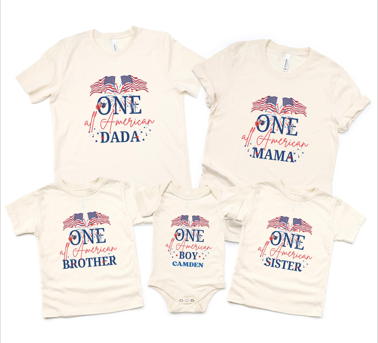 All American Boy First Birthday Family Matching Shirts: 4th of July Patriotic Birthday Party Outfit