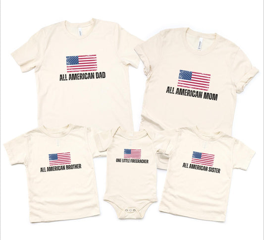 4th of July First Birthday Family Matching Shirts: All American Patriotic Birthday Party Outfit