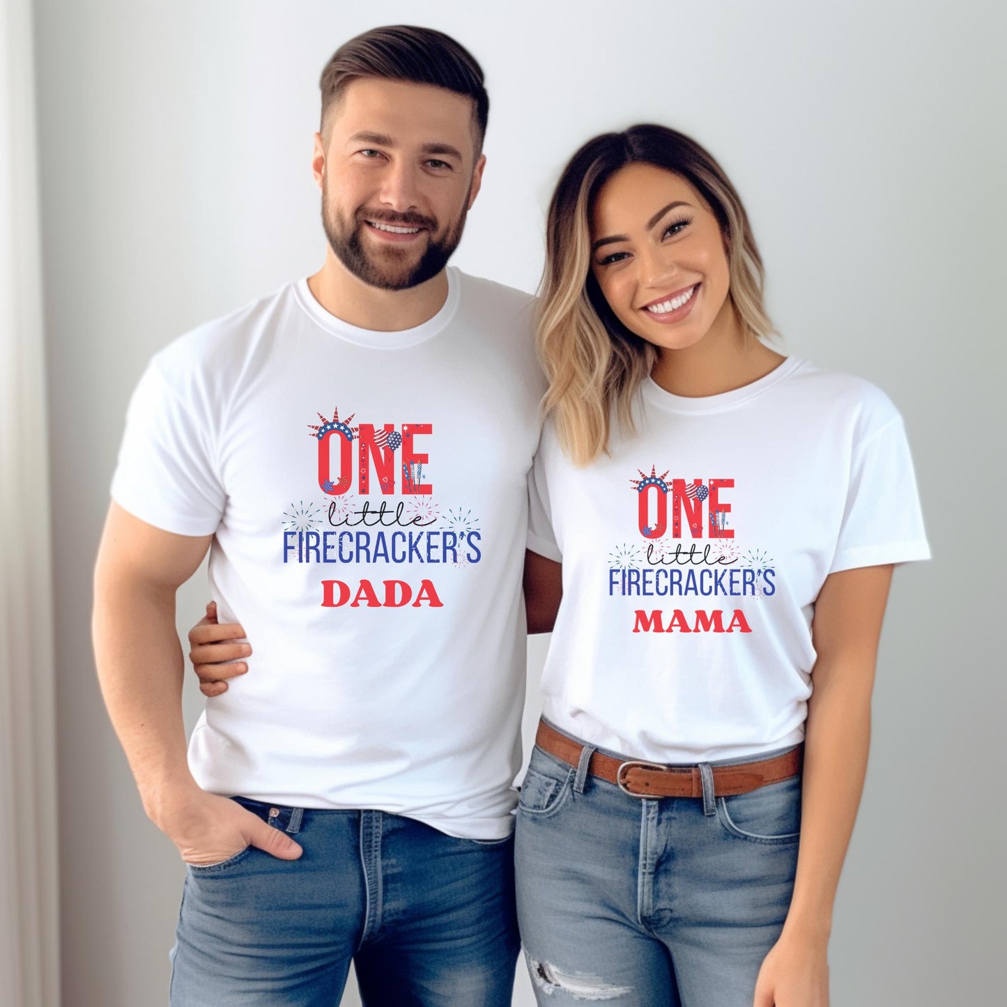 Fourth of July First Birthday Family Matching Shirts: One Little Firecracker Girl 1st Birthday Party Outfit