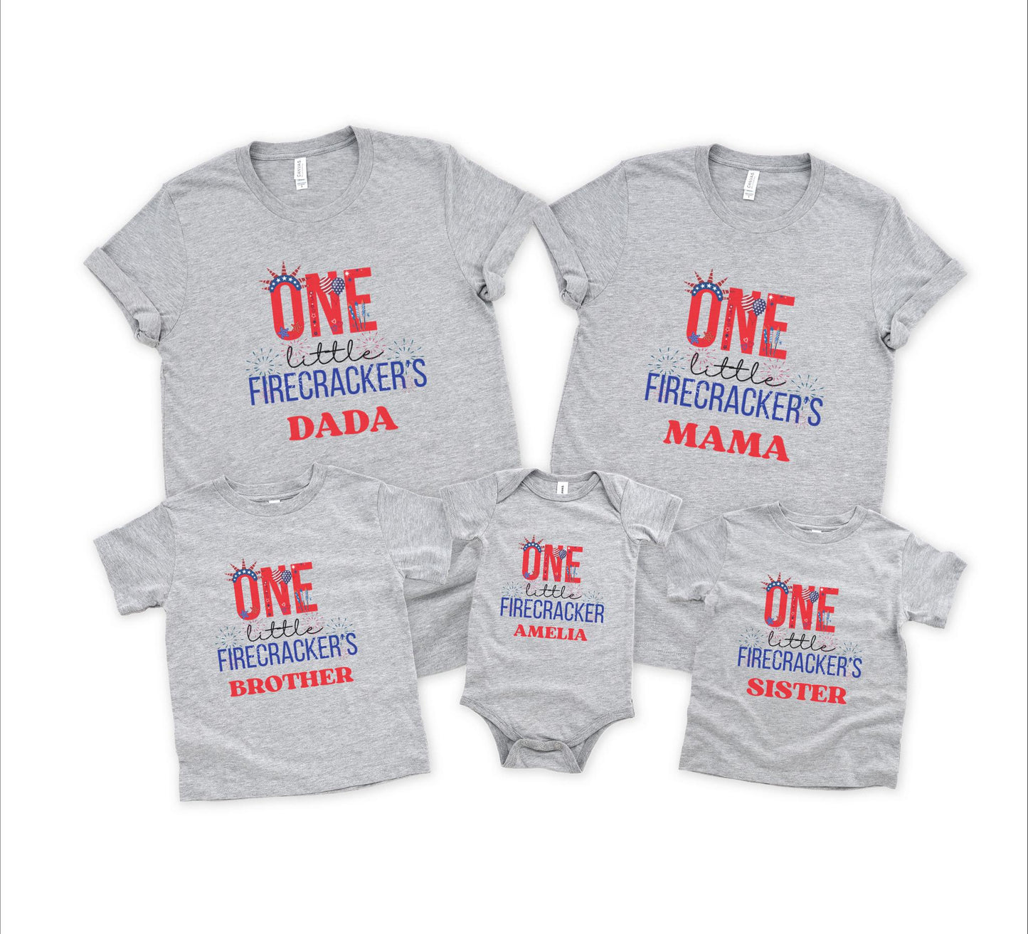 Fourth of July First Birthday Family Matching Shirts: One Little Firecracker Girl 1st Birthday Party Outfit