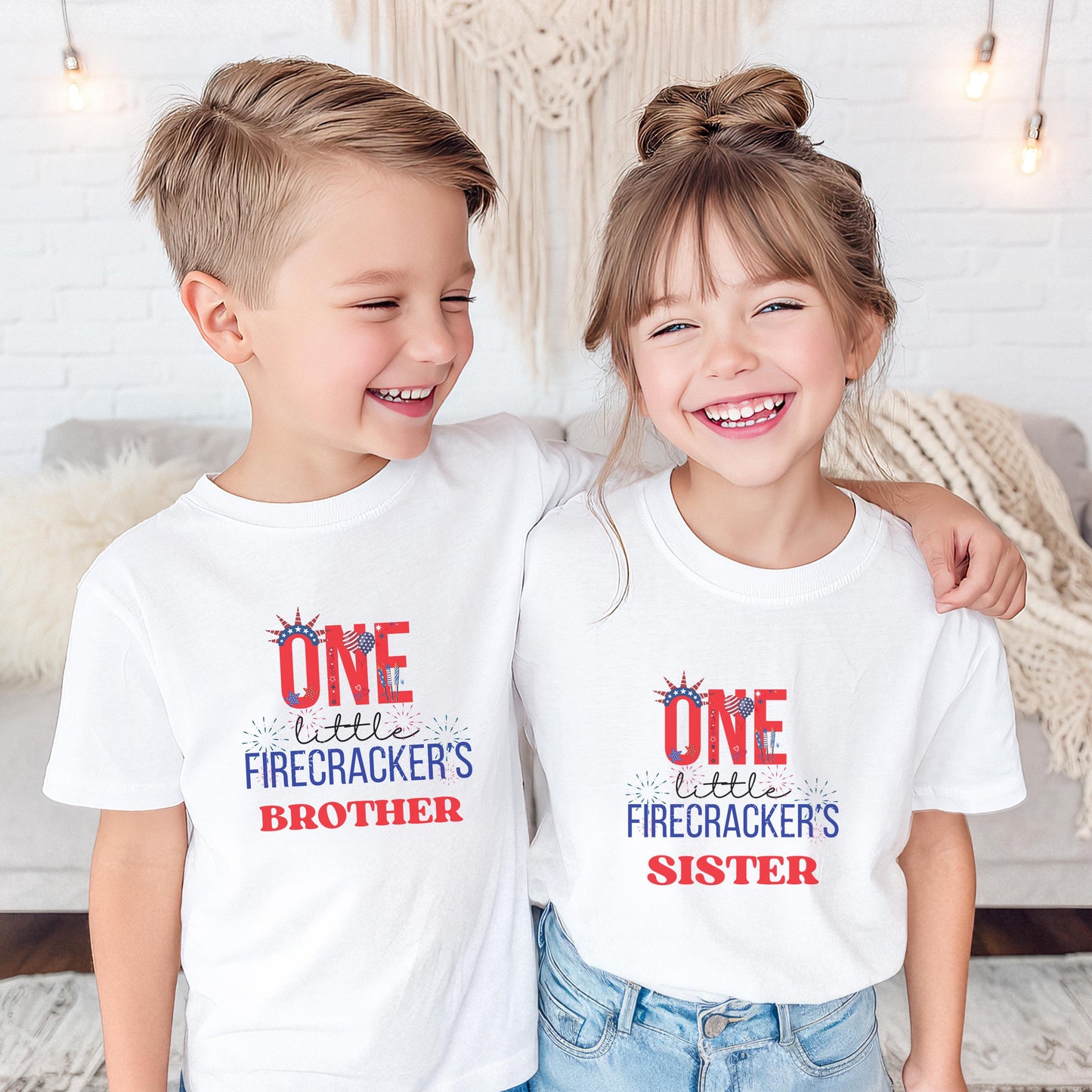 Fourth of July First Birthday Family Matching Shirts: One Little Firecracker Girl 1st Birthday Party Outfit