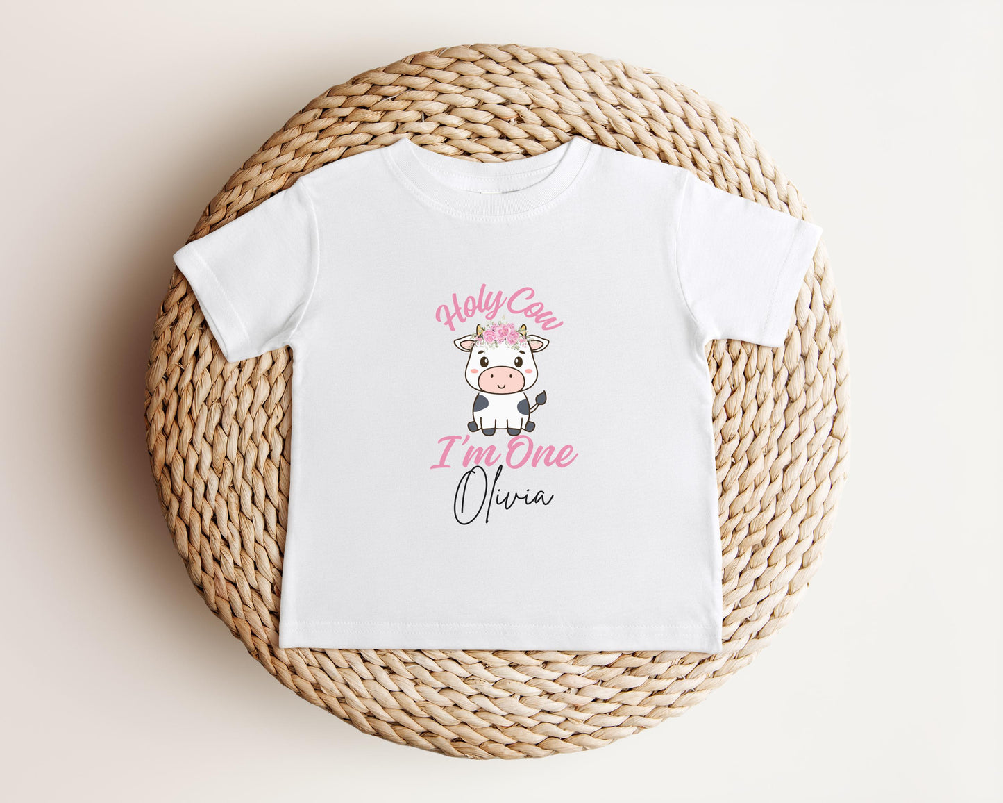 Holy Cow I'm One First Birthday Shirt: Farm Barnyard Cowgirl Themed 1st Birthday Party Outfit