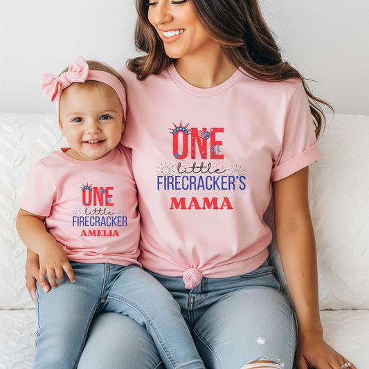 Fourth of July First Birthday Family Matching Shirts: One Little Firecracker Girl 1st Birthday Party Outfit