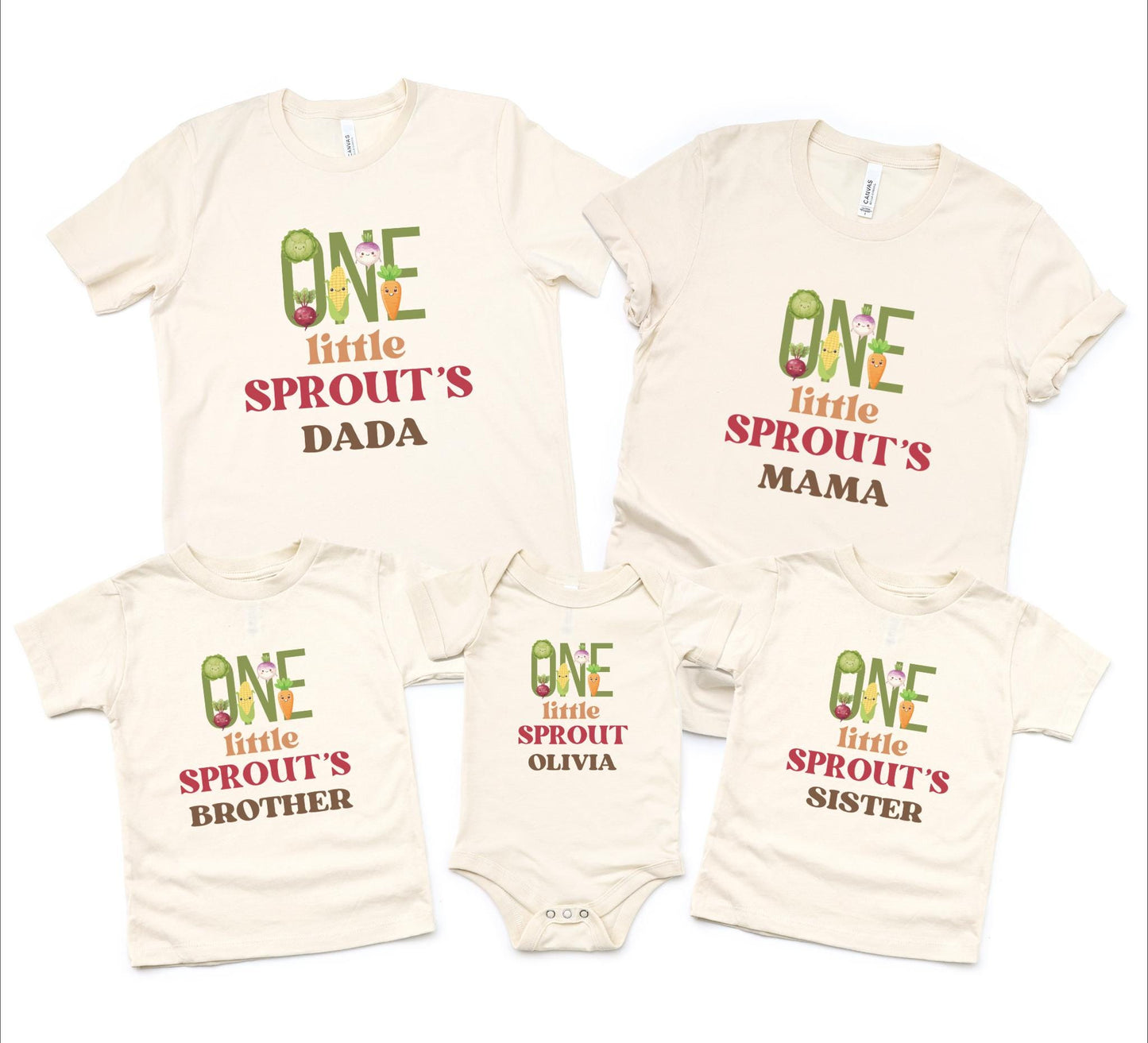 One Little Sprout First Birthday Family Matching Shirts: Gardening Farmer's Market Themed 1st Birthday Party Outfit