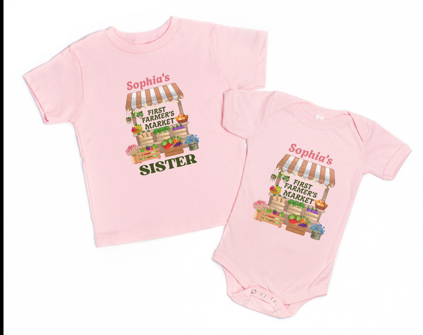 Farmer's Market Theme First Birthday Family Matching Shirts: Spring Summer Flower Vegetables Market 1st Birthday Party Outfit