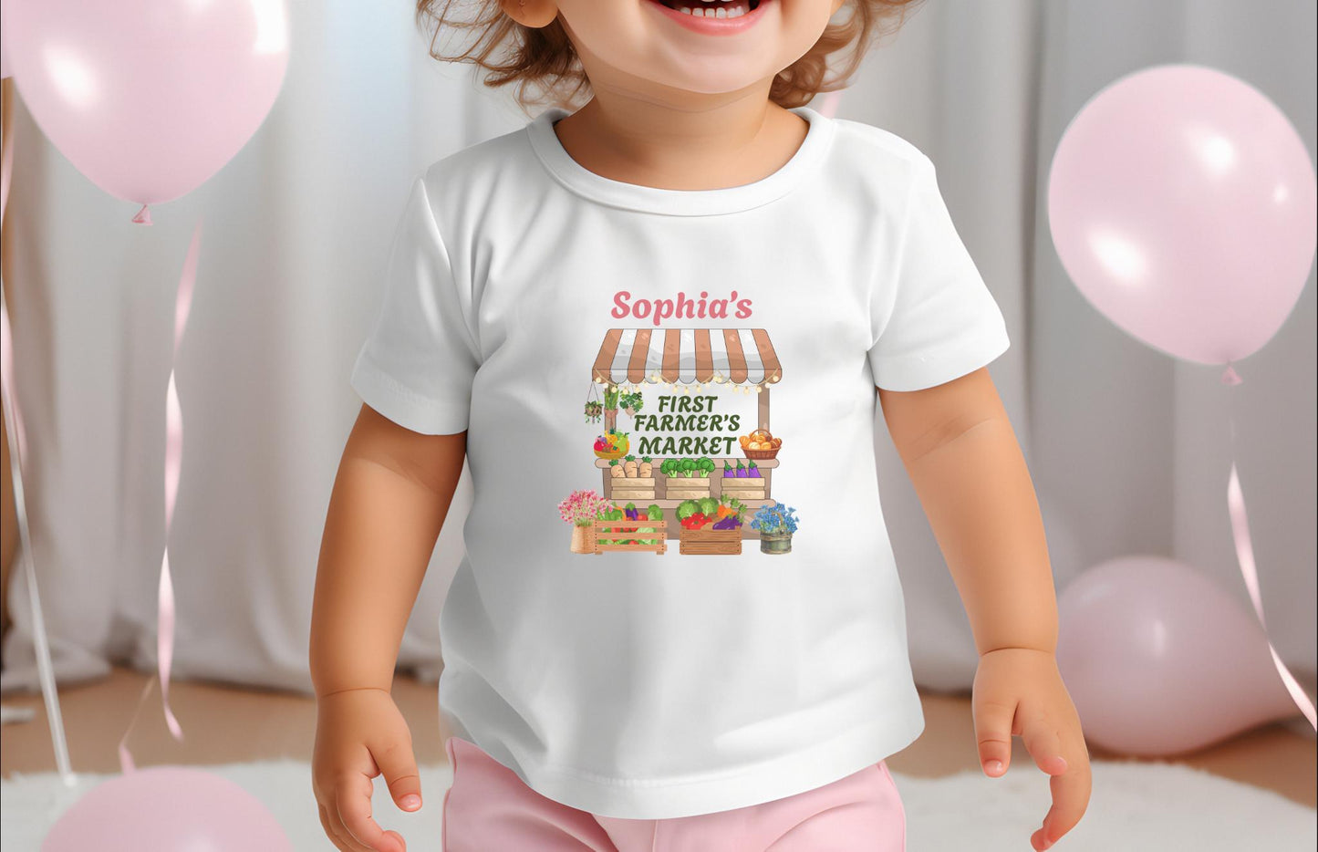 Farmer's Market Theme First Birthday Family Matching Shirts: Spring Summer Flower Vegetables Market 1st Birthday Party Outfit