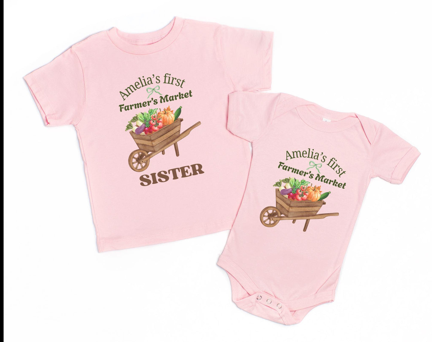Farmer's Market Theme First Birthday Family Matching Shirts: Spring Summer Flower Vegetables Market 1st Birthday Party Outfit