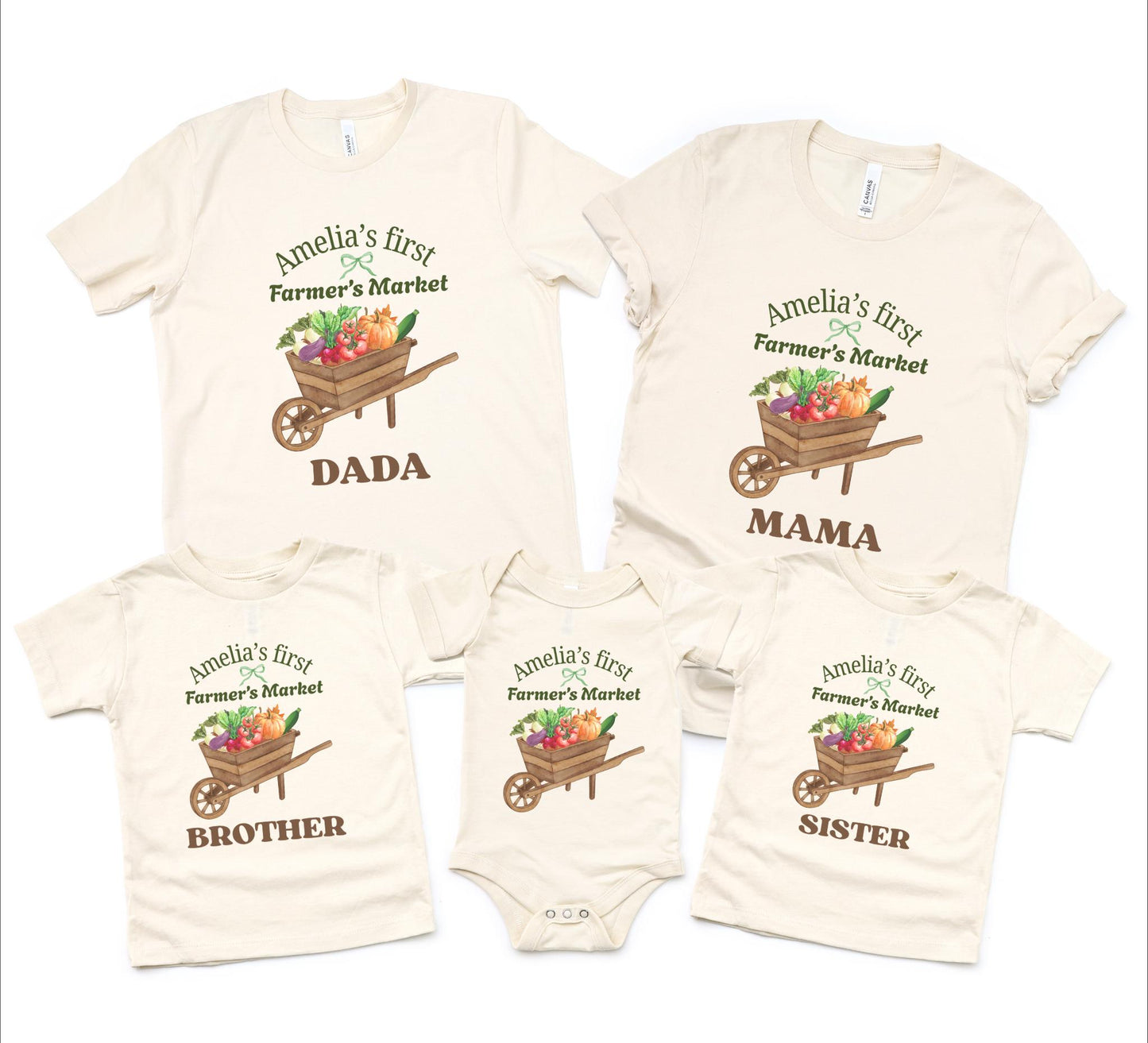 Farmer's Market Theme First Birthday Family Matching Shirts: Spring Summer Flower Vegetables Market 1st Birthday Party Outfit