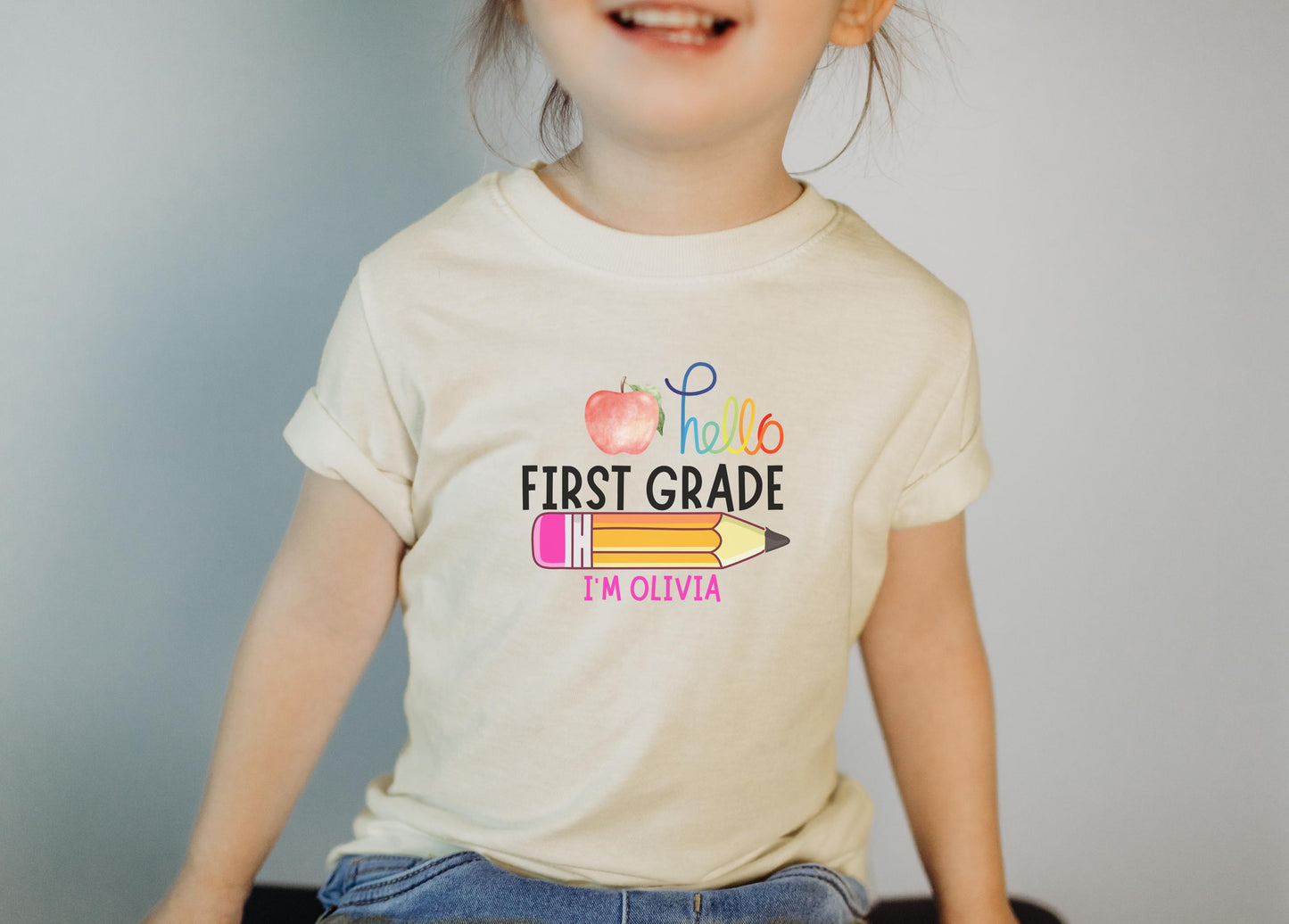 Personalized Back to School Girl's Shirt: Hello Kindergarten First Day of School Outfit