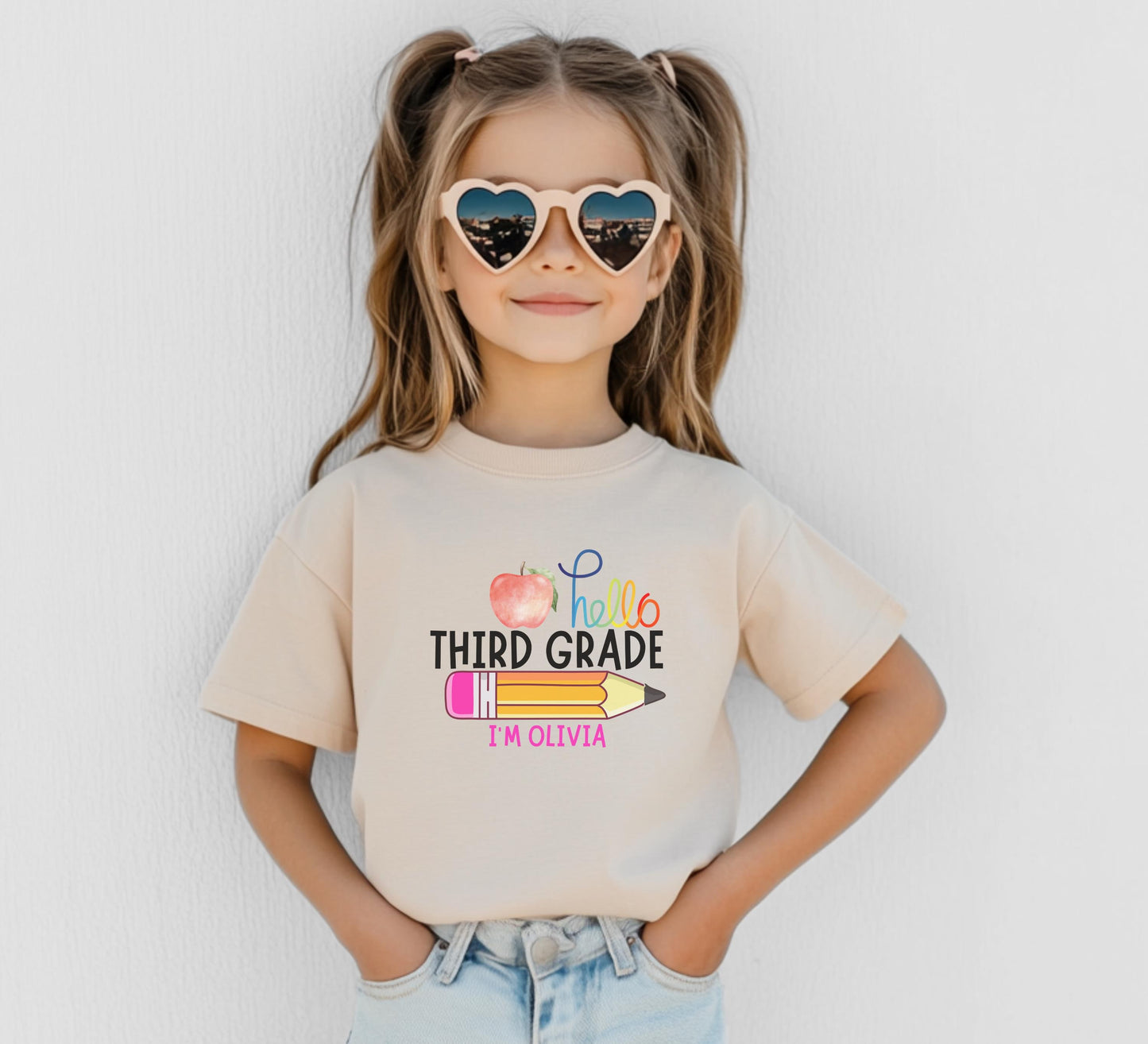 Personalized Back to School Girl's Shirt: Hello Kindergarten First Day of School Outfit