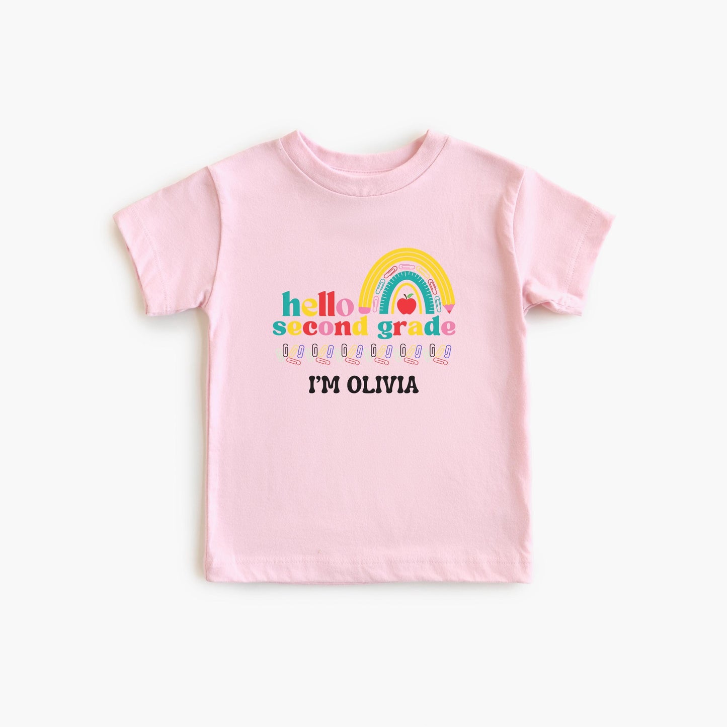 Personalized Back to School Girl's Shirt: Hello Kindergarten Rainbow First Day of School Outfit