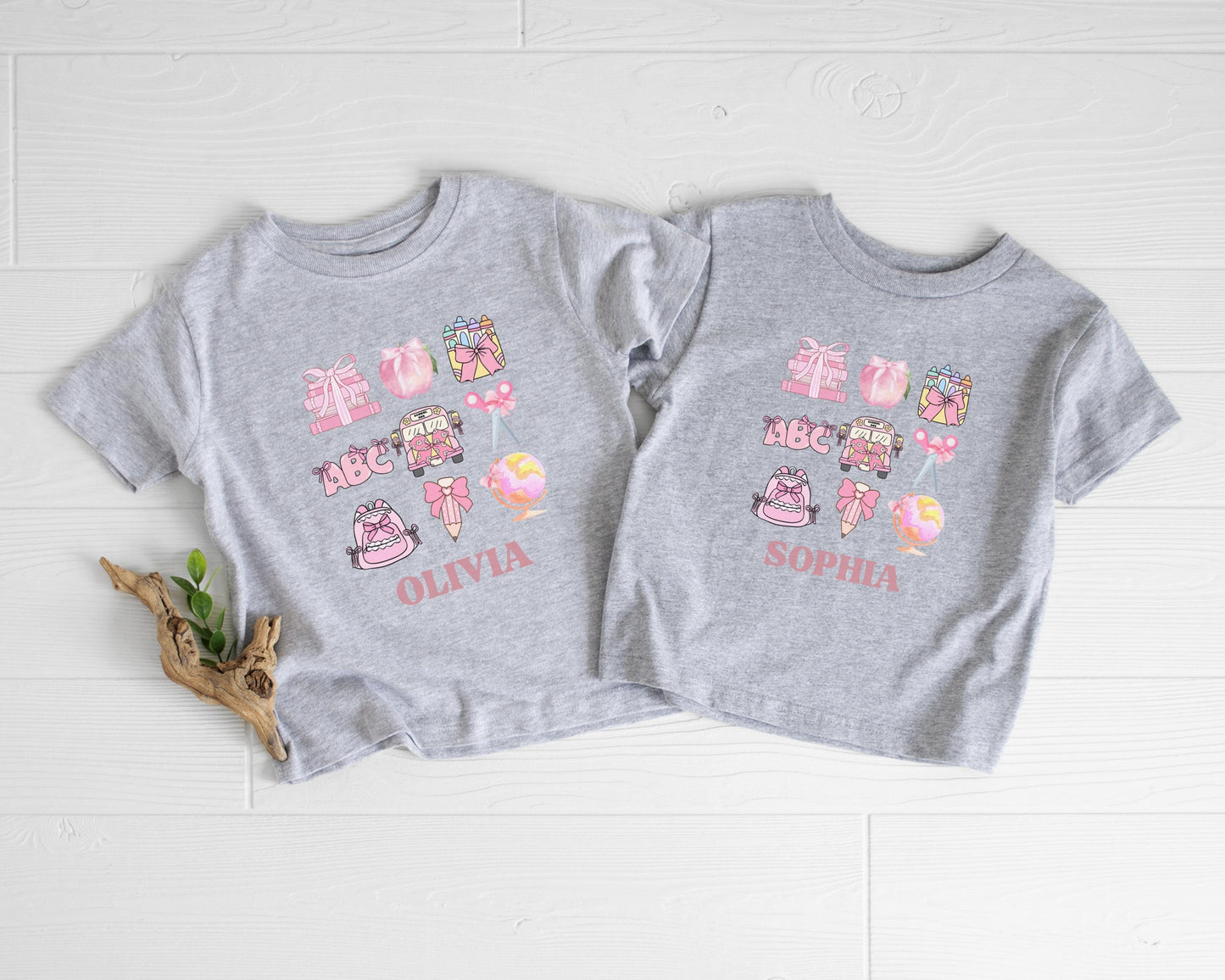 Personalized Retro Back To School Girls Shirt: Customized Name Kids First Day of School Outfit