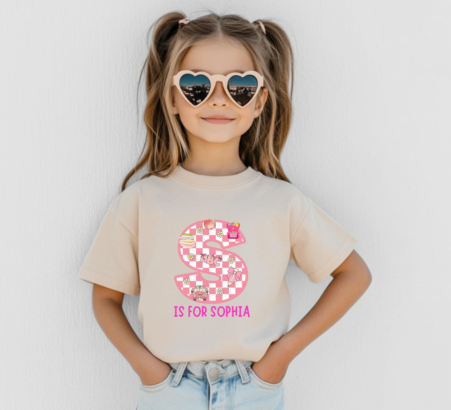 Personalized Back to School Kids Shirt: Custom Alphabet Girls First Day of School Outfit