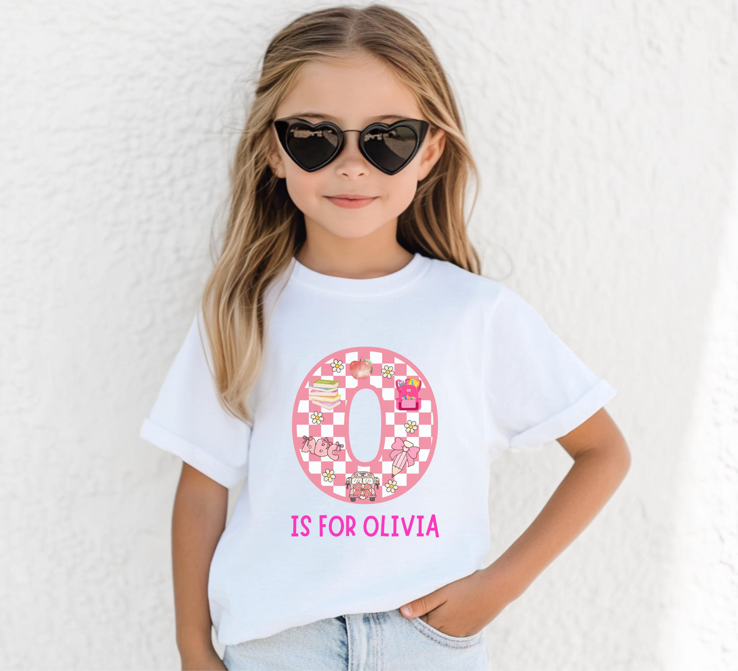 Personalized Back to School Kids Shirt: Custom Alphabet Girls First Day of School Outfit