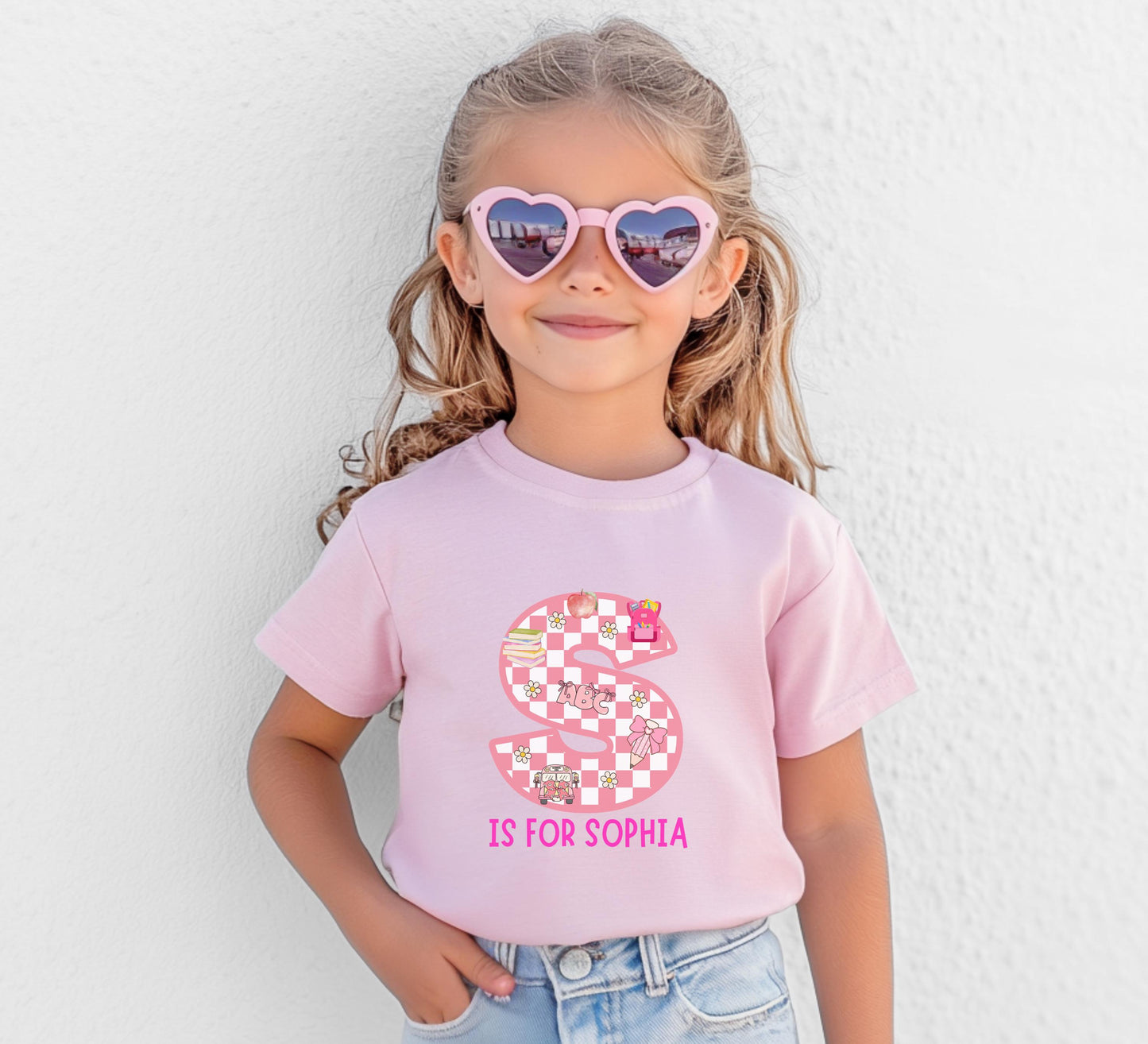 Personalized Back to School Kids Shirt: Custom Alphabet Girls First Day of School Outfit