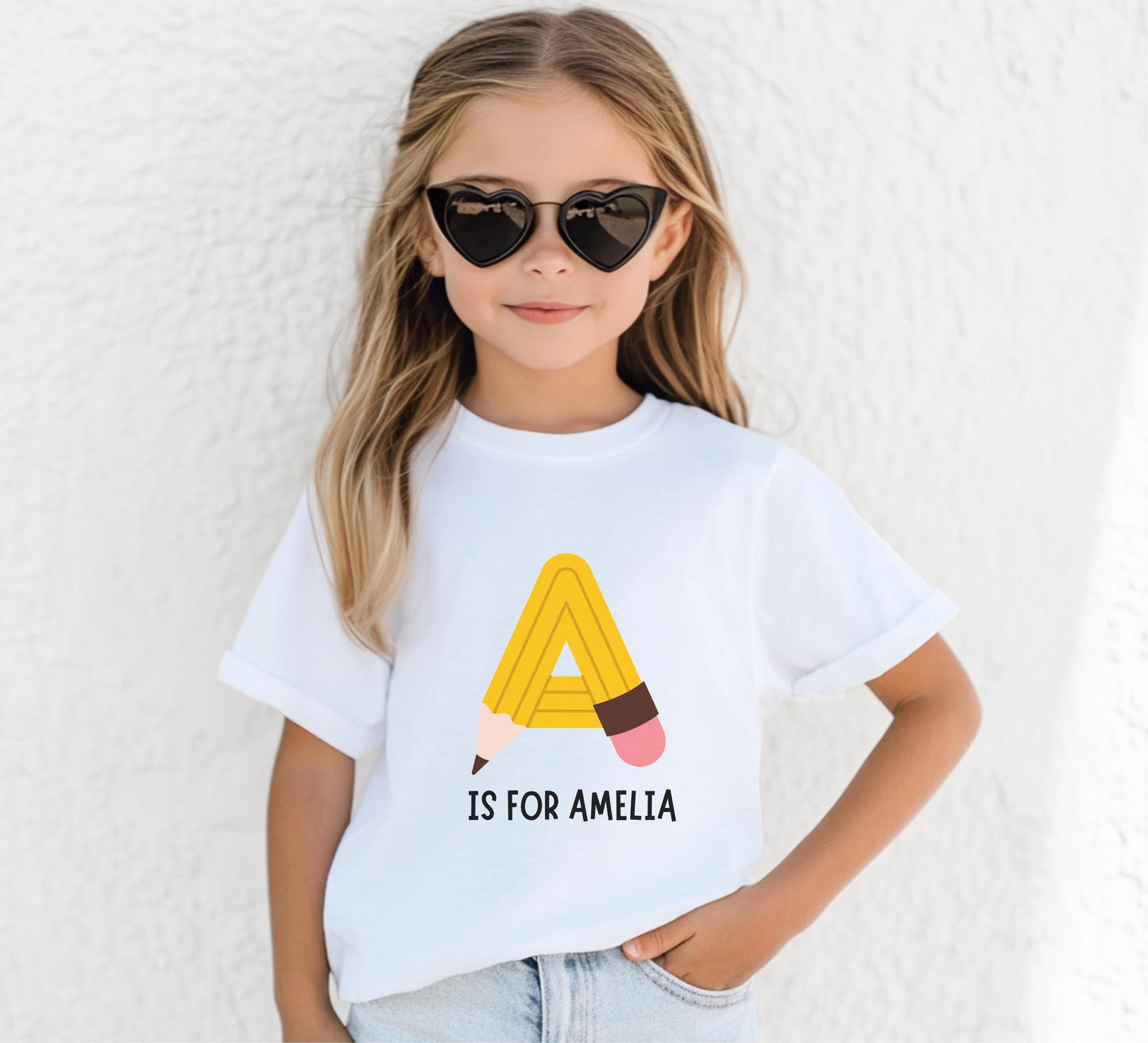Personalized Back to School Kids Shirt: Custom Pencil Alphabet Boys and Girls First Day of School Outfit