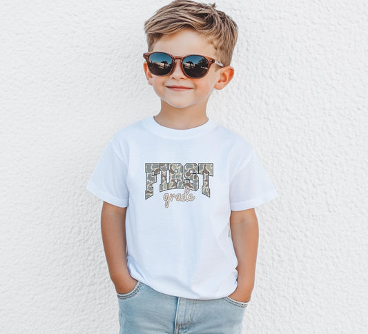 Back to School Boys Camouflage Shirt: Custom Kindergarten First Second Third Fourth Grade First Day of School Outfit