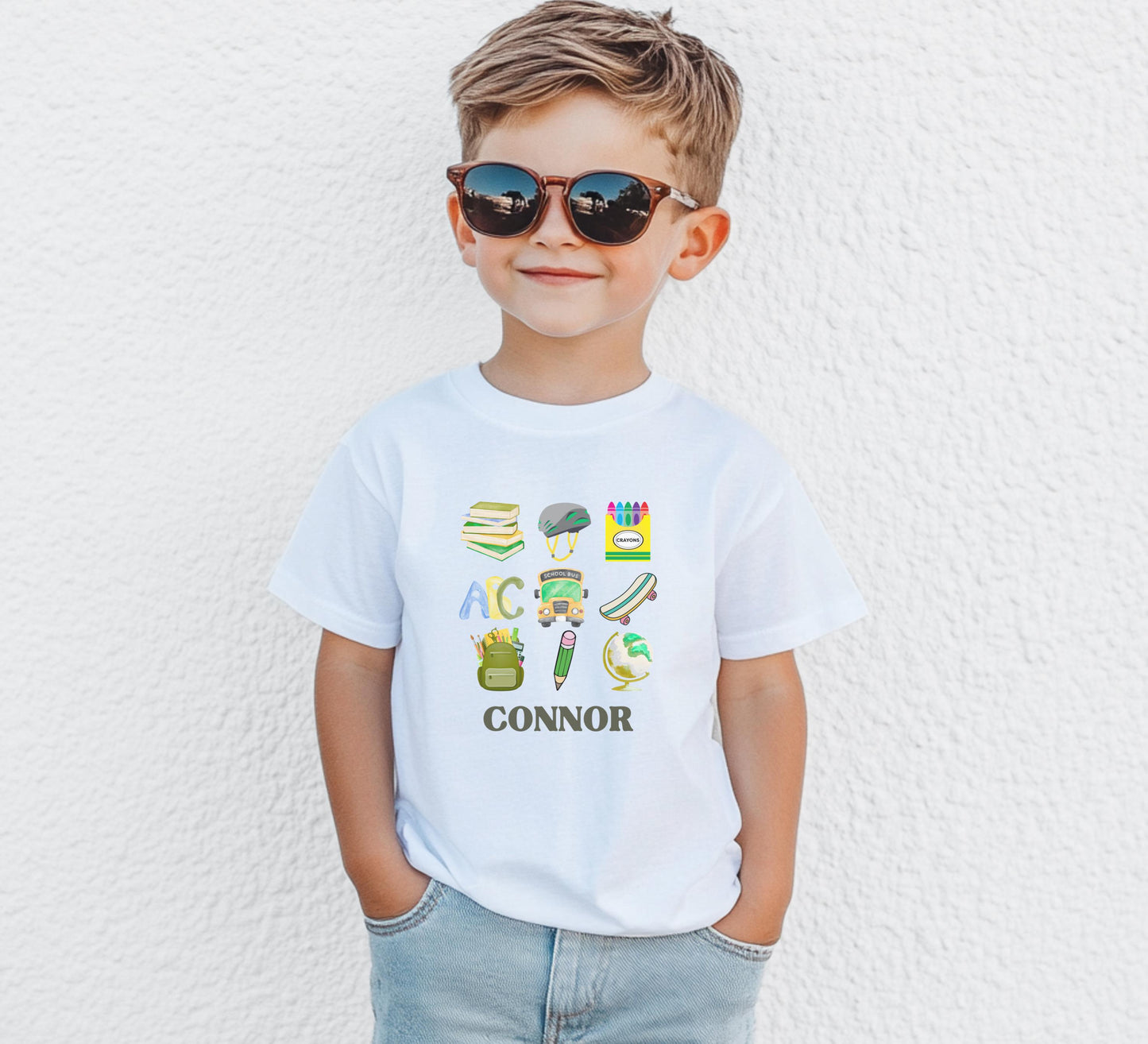 Personalized Retro Boys Shirt: Custom Name First Day School Outfit