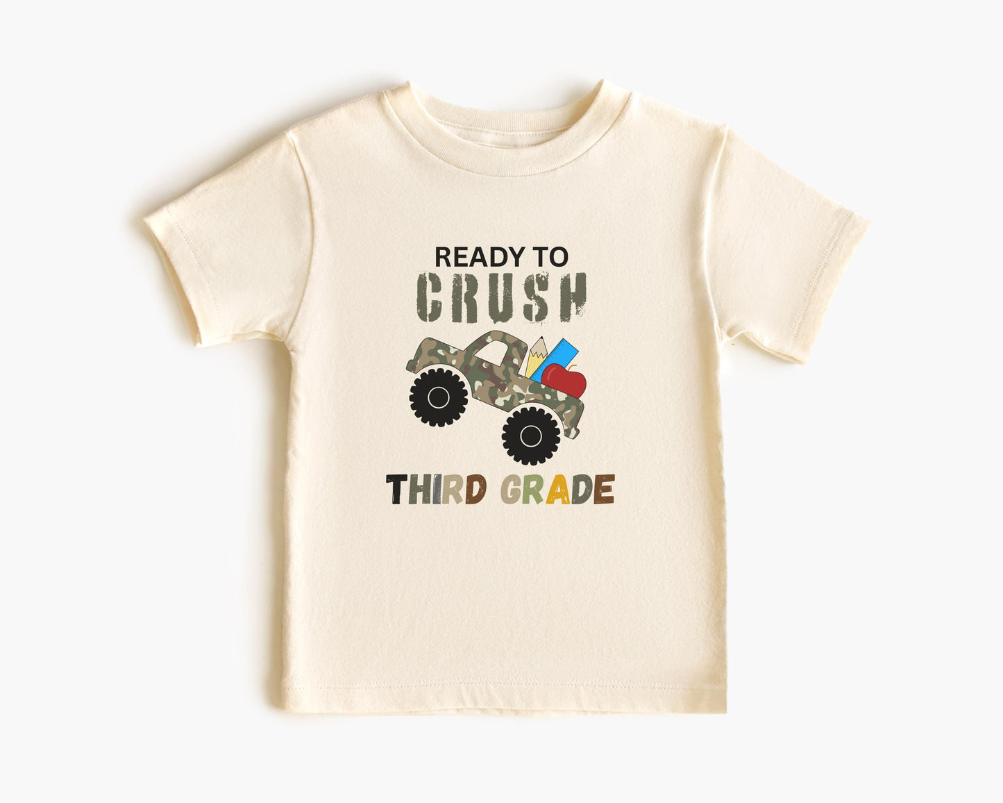 Monster Truck Third Grade Shirt: Camouflage Back to School Tee