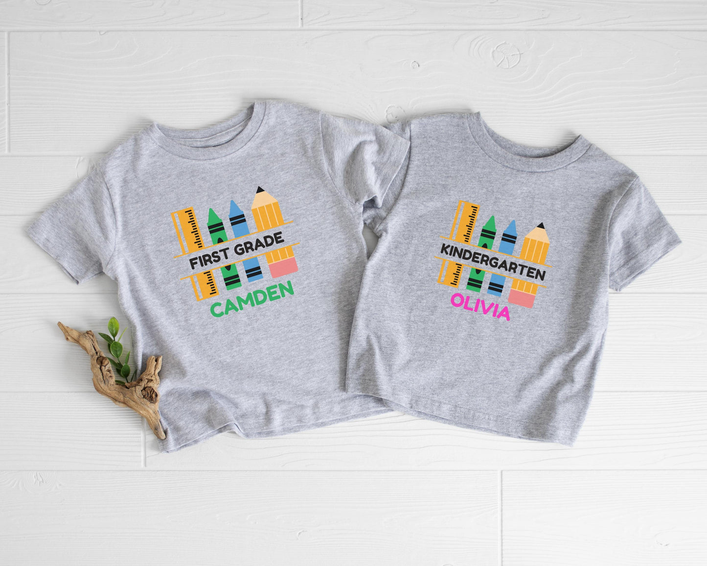 Personalized Back to School Shirt: Customized School Supplies Girl Boy Name T-Shirt