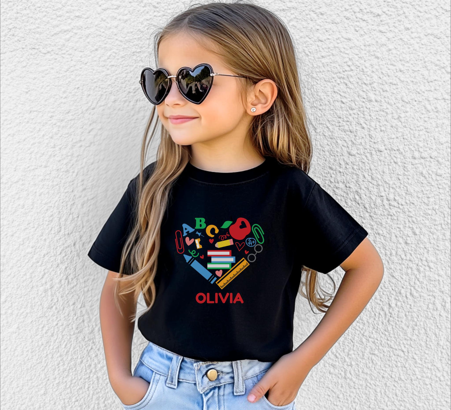 Personalized Back to School Shirt: Customized School Supplies Girl Name T-Shirt
