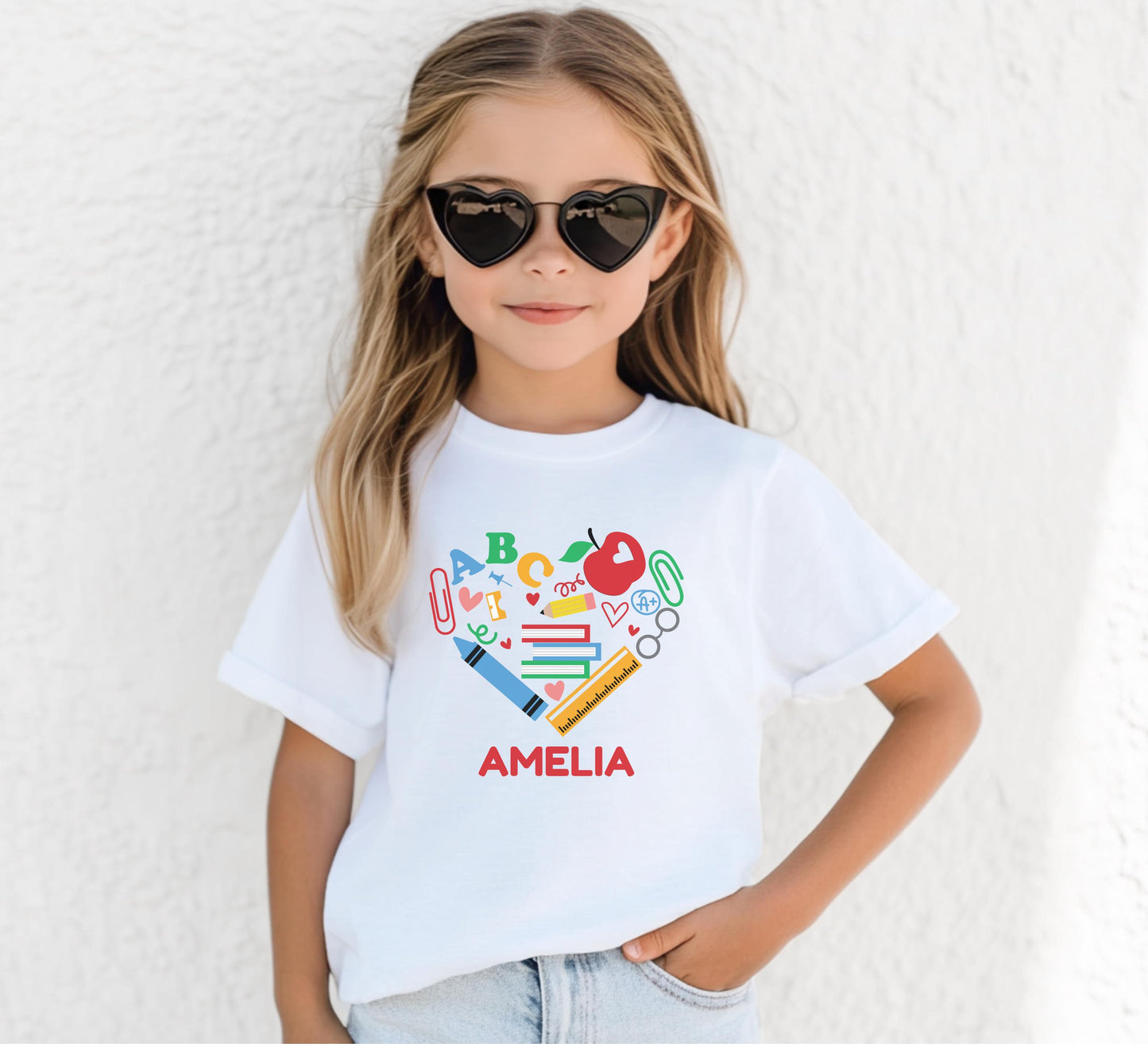 Personalized Back to School Shirt: Customized School Supplies Girl Name T-Shirt