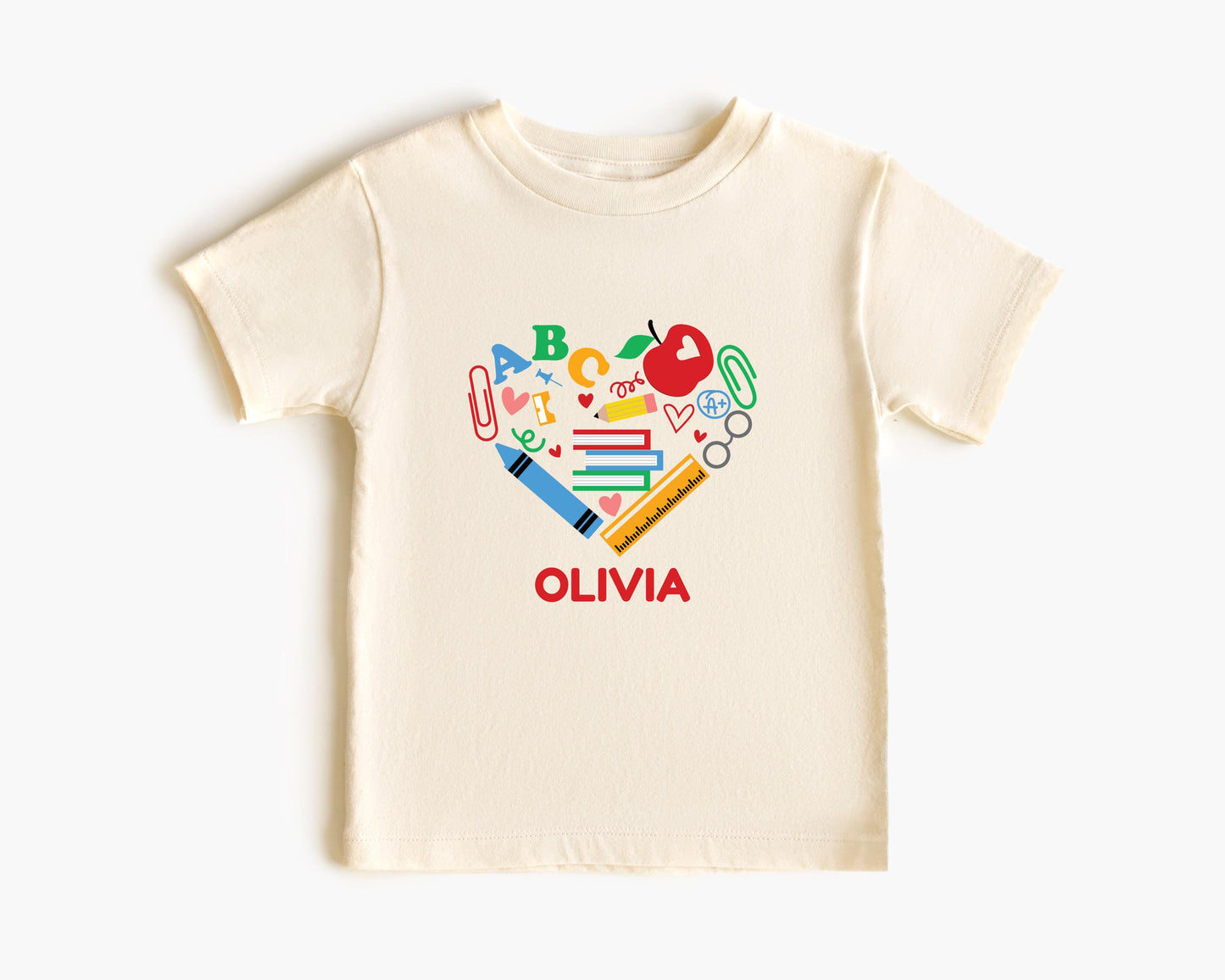 Personalized Back to School Shirt: Customized School Supplies Girl Name T-Shirt