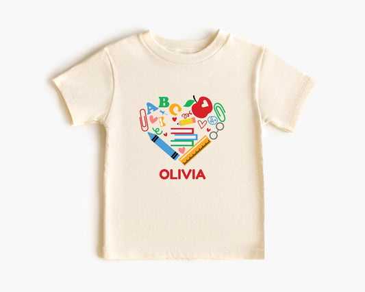 Personalized Back to School Shirt: Customized School Supplies Girl Name T-Shirt