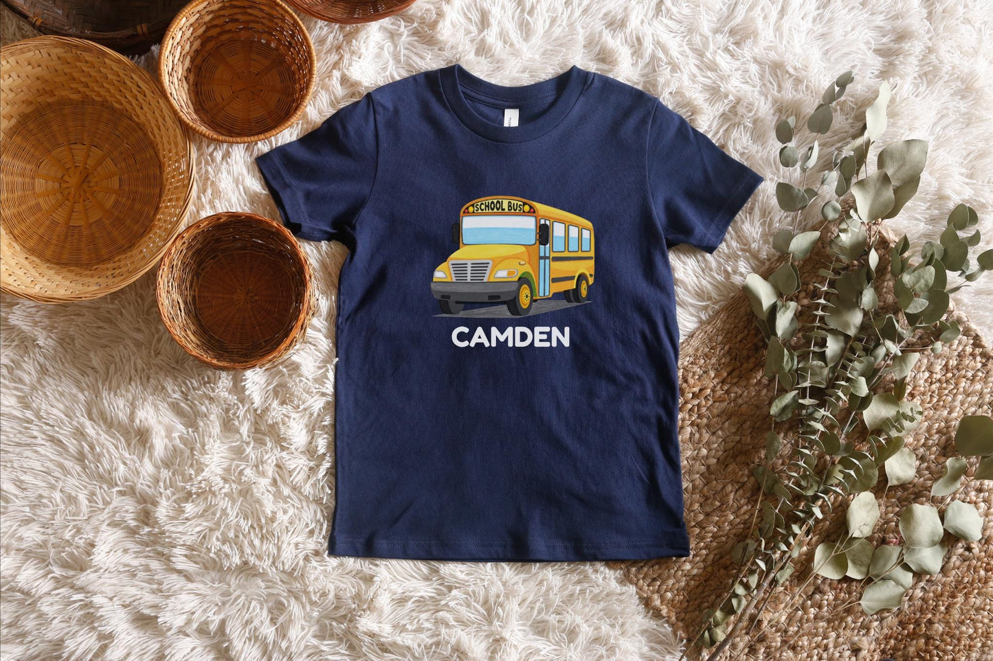 Personalized Yellow School Bus Shirt: Custom Back to School Kids Outfit