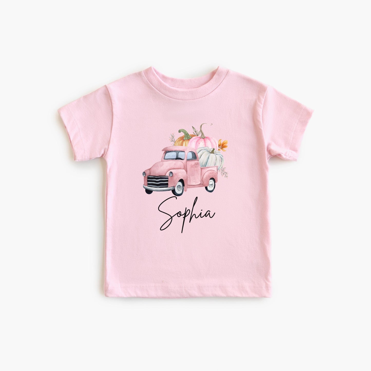 Personalized Fall Pumpkin Pink Truck Shirt: Custom Pumpkin Patch Outfit for Girls