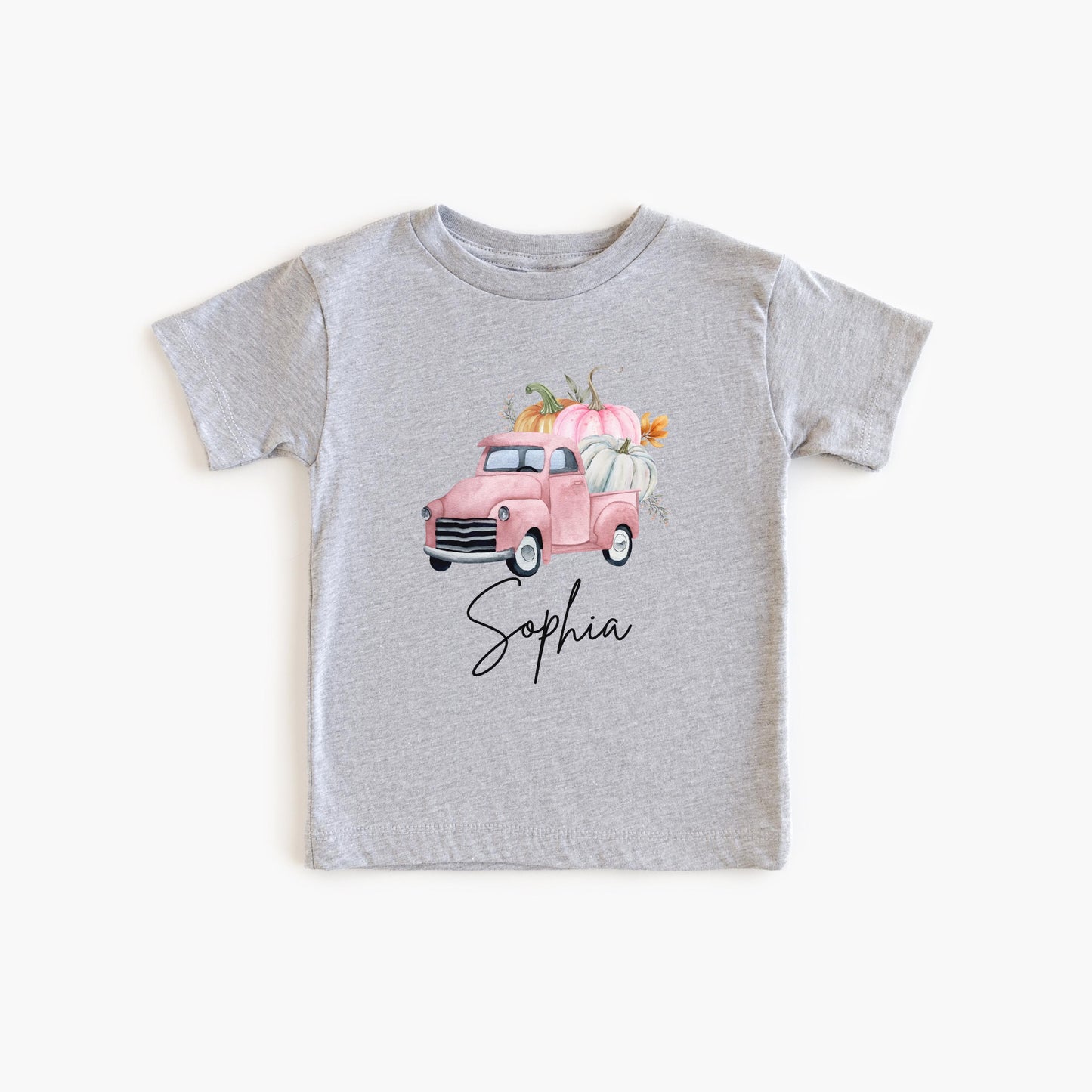 Personalized Fall Pumpkin Pink Truck Shirt: Custom Pumpkin Patch Outfit for Girls