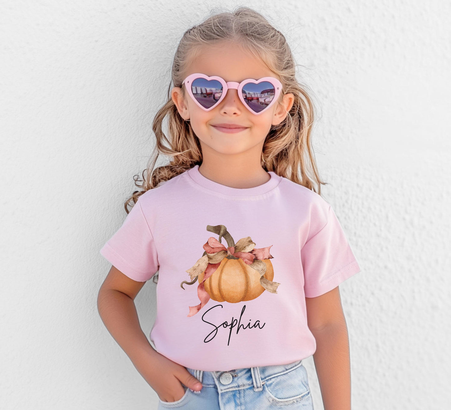 Personalized Girls Pumpkin Shirt: Custom Rustic Coquette Bow Fall Themed Outfit