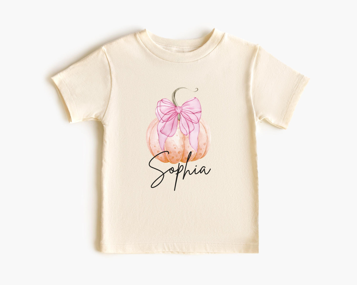 Personalized Girls Pumpkin Shirt: Custom Pink Coquette Bow Fall Themed Outfit