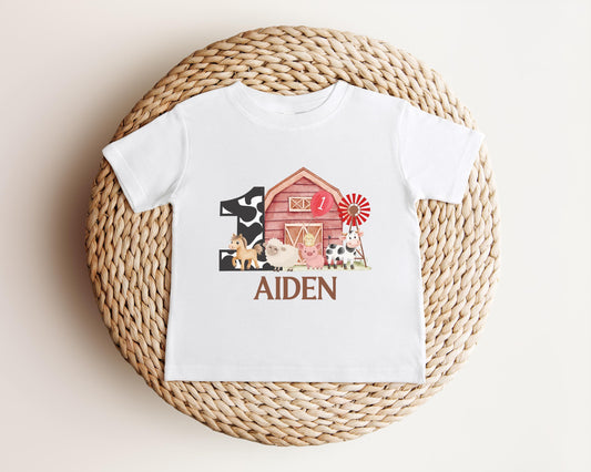 Personalized Farm Birthday Shirt: Farmhouse Barnyard Animals Birthday Party Outfit