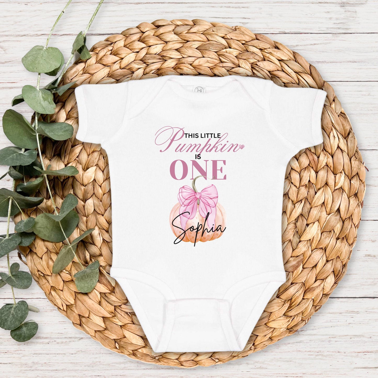 Personalized Coquette Bow Pumpkin First Birthday Shirt: Custom Fall Themed 1st Birthday Party Outfit